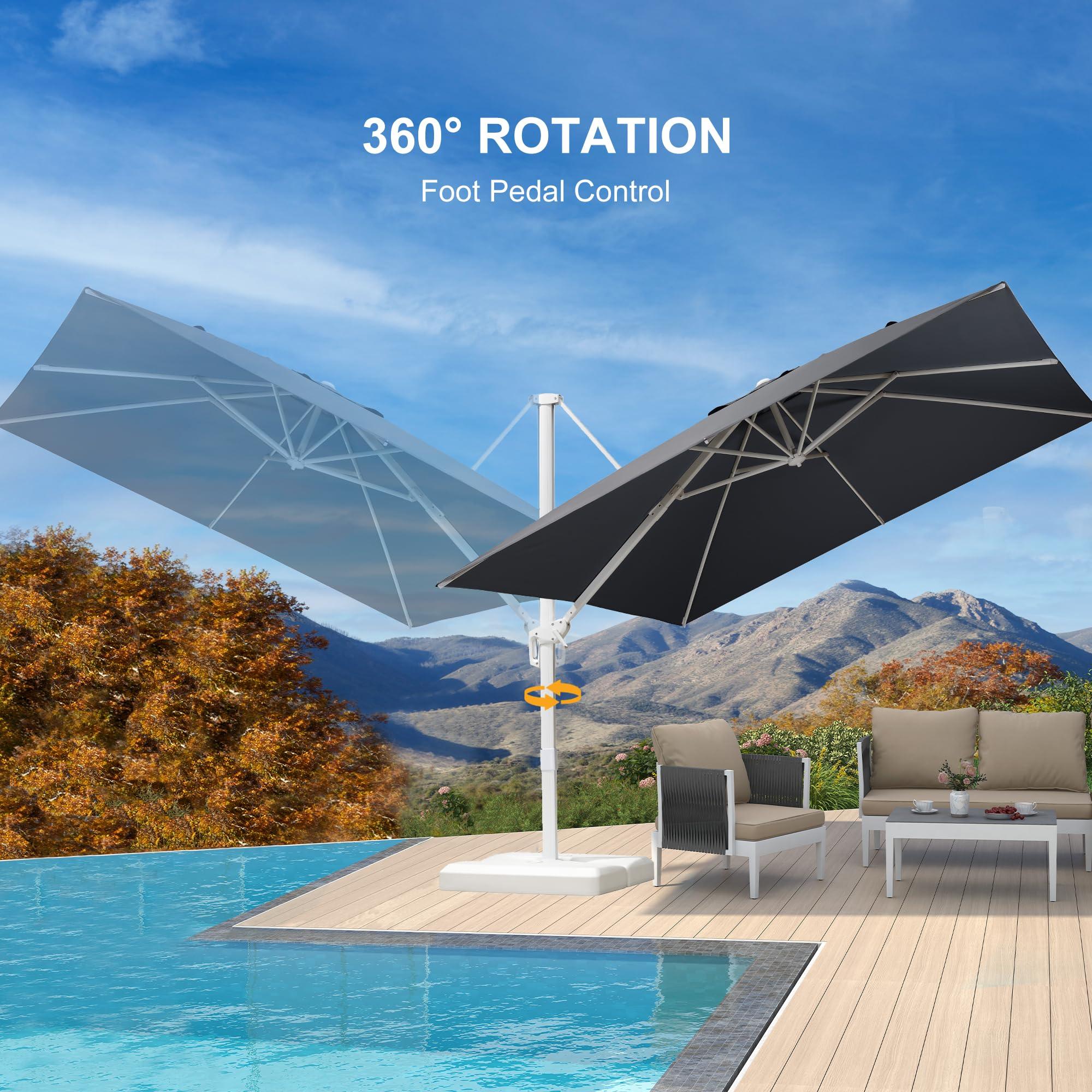 PURPLE LEAF Outdoor Patio Umbrella with Base, Best White Cantilever Umbrellas - Image 121