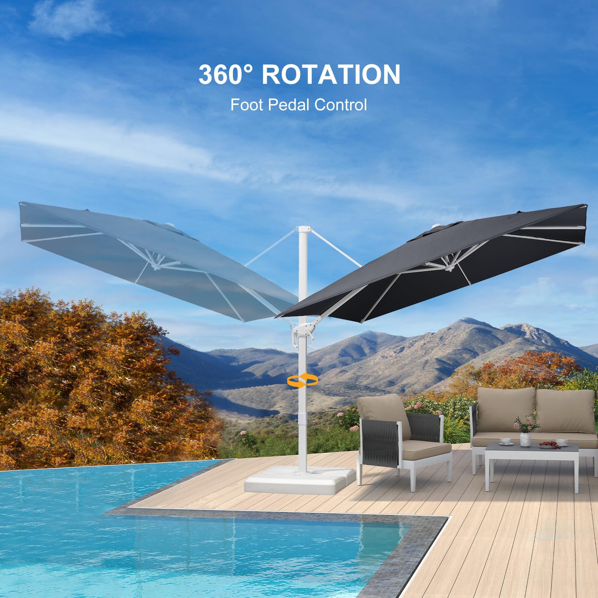 PURPLE LEAF Outdoor Patio Umbrella with Base, Best White Cantilever Umbrellas - Image 125