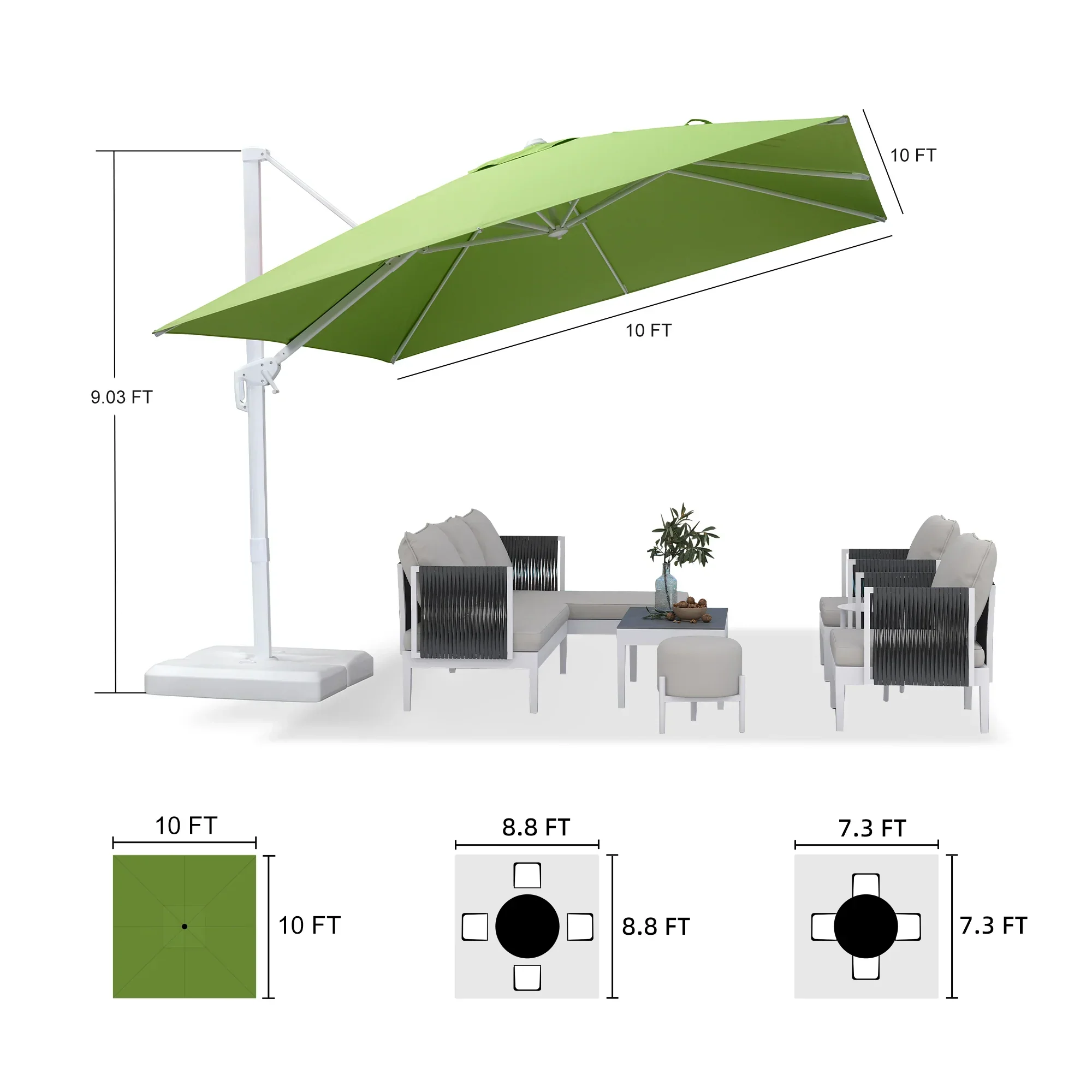 PURPLE LEAF Outdoor Patio Umbrella with Base, Best White Cantilever Umbrellas - Image 130