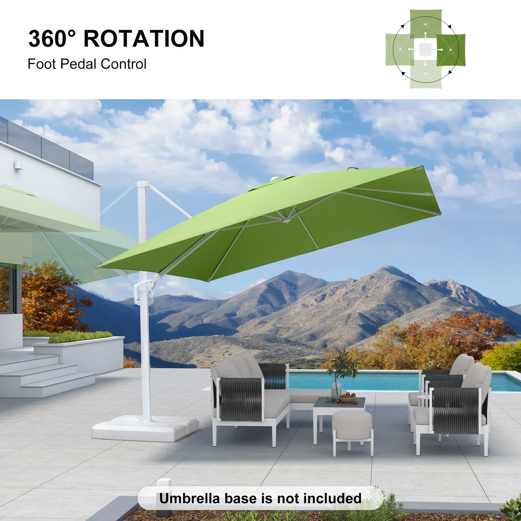 PURPLE LEAF Outdoor Patio Umbrella with Base, Best White Cantilever Umbrellas - Image 131