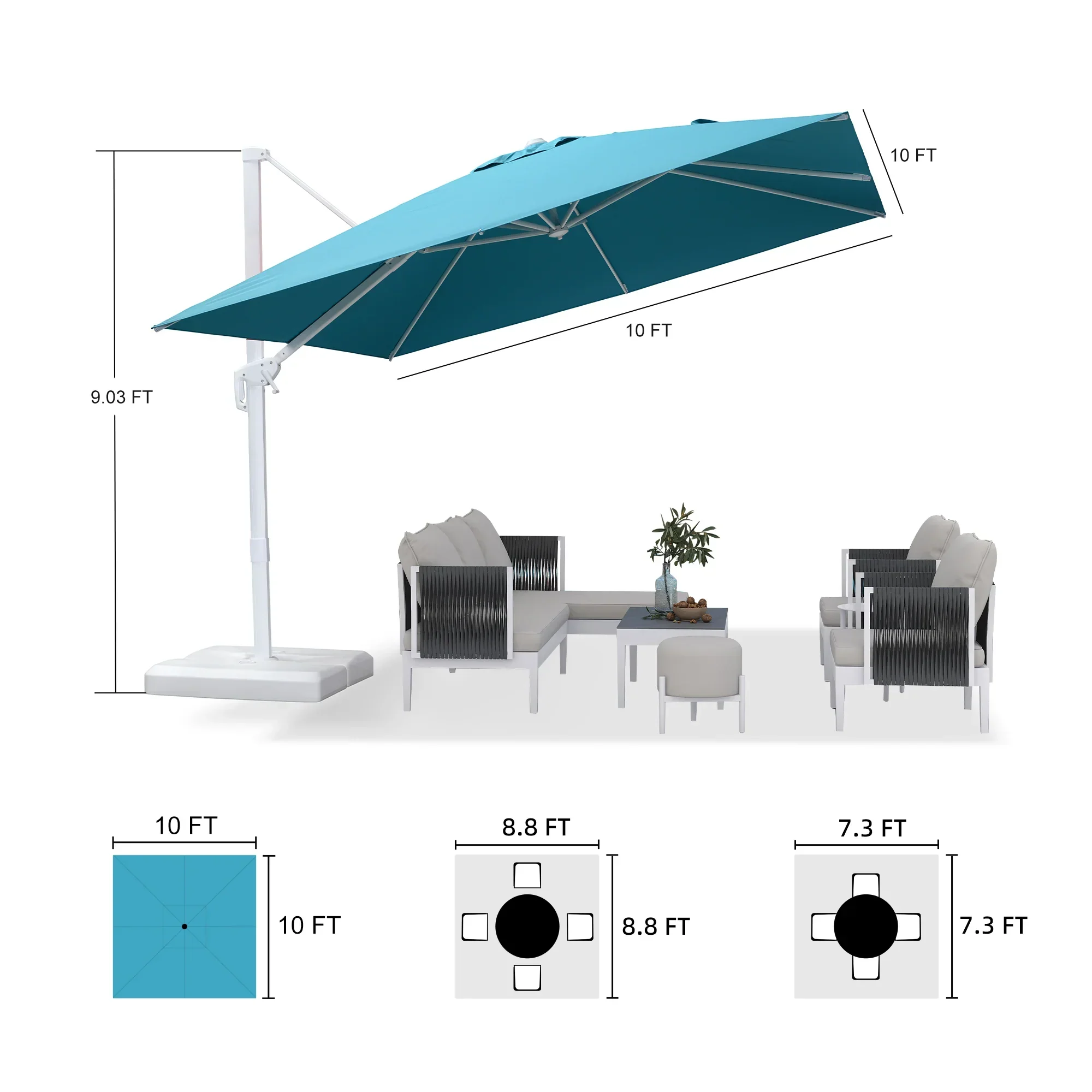PURPLE LEAF Outdoor Patio Umbrella with Base, Best White Cantilever Umbrellas - Image 133