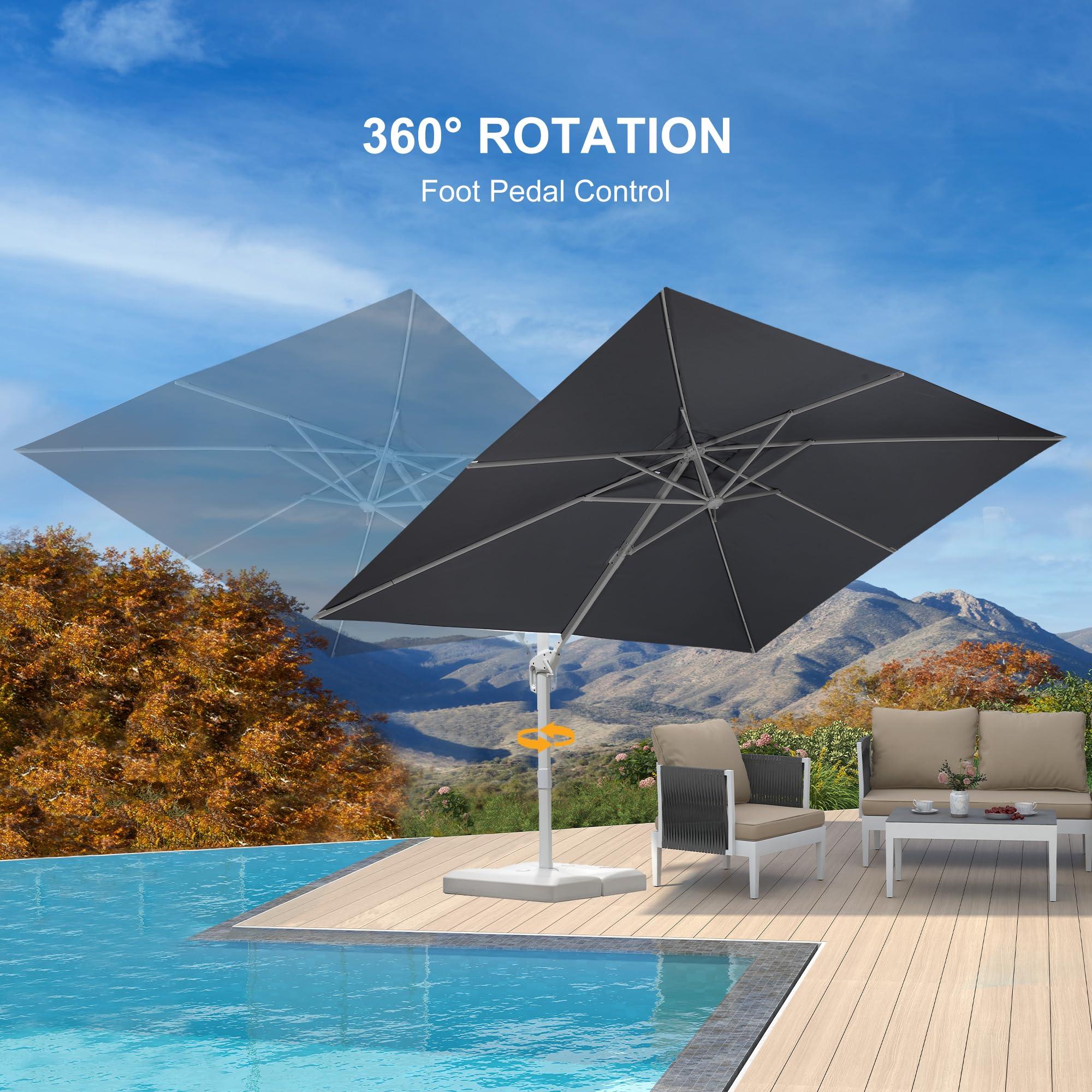PURPLE LEAF Outdoor Patio Umbrella with Base, Best White Cantilever Umbrellas - Image 137