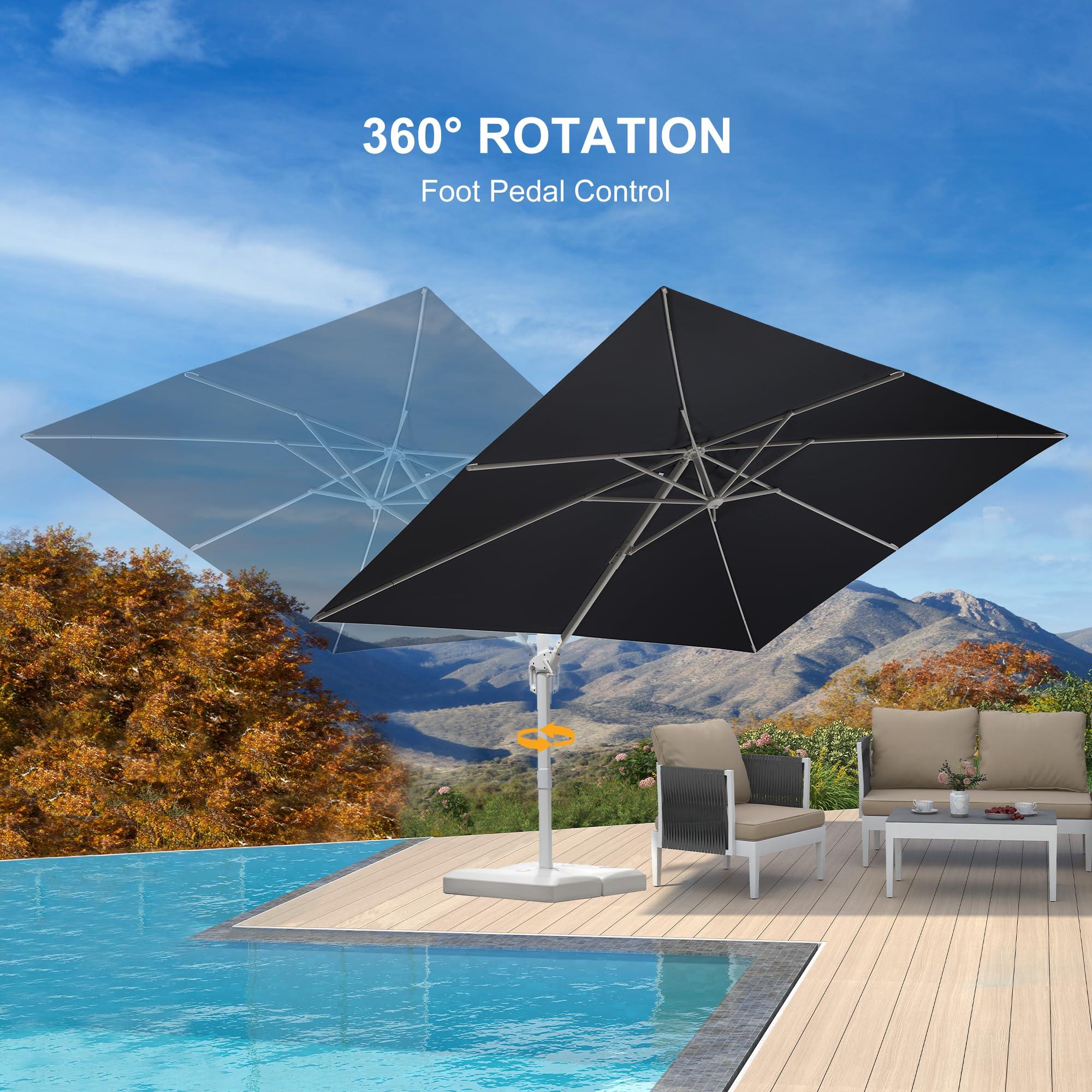 PURPLE LEAF Outdoor Patio Umbrella with Base, Best White Cantilever Umbrellas - Image 142