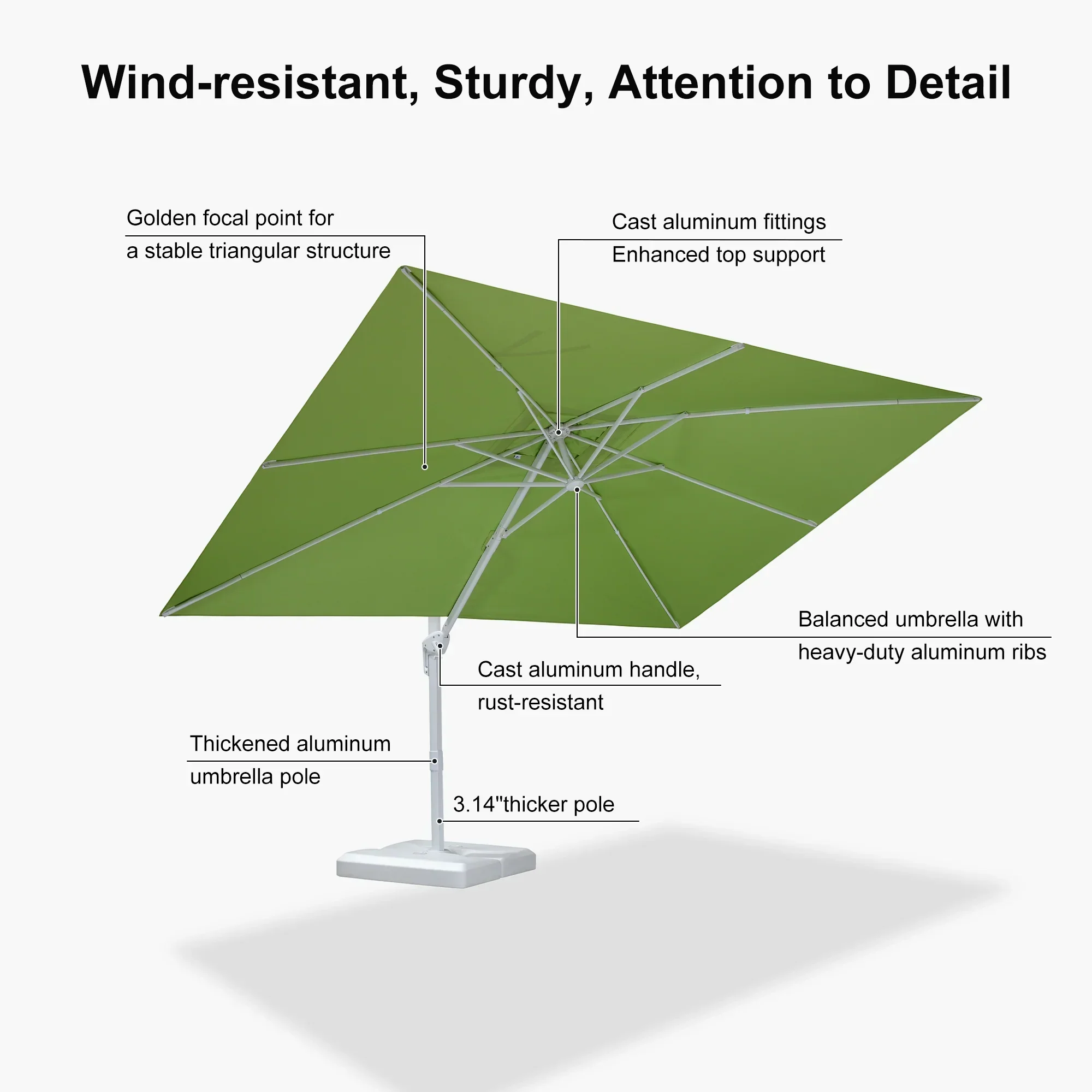 PURPLE LEAF Outdoor Patio Umbrella with Base, Best White Cantilever Umbrellas - Image 146