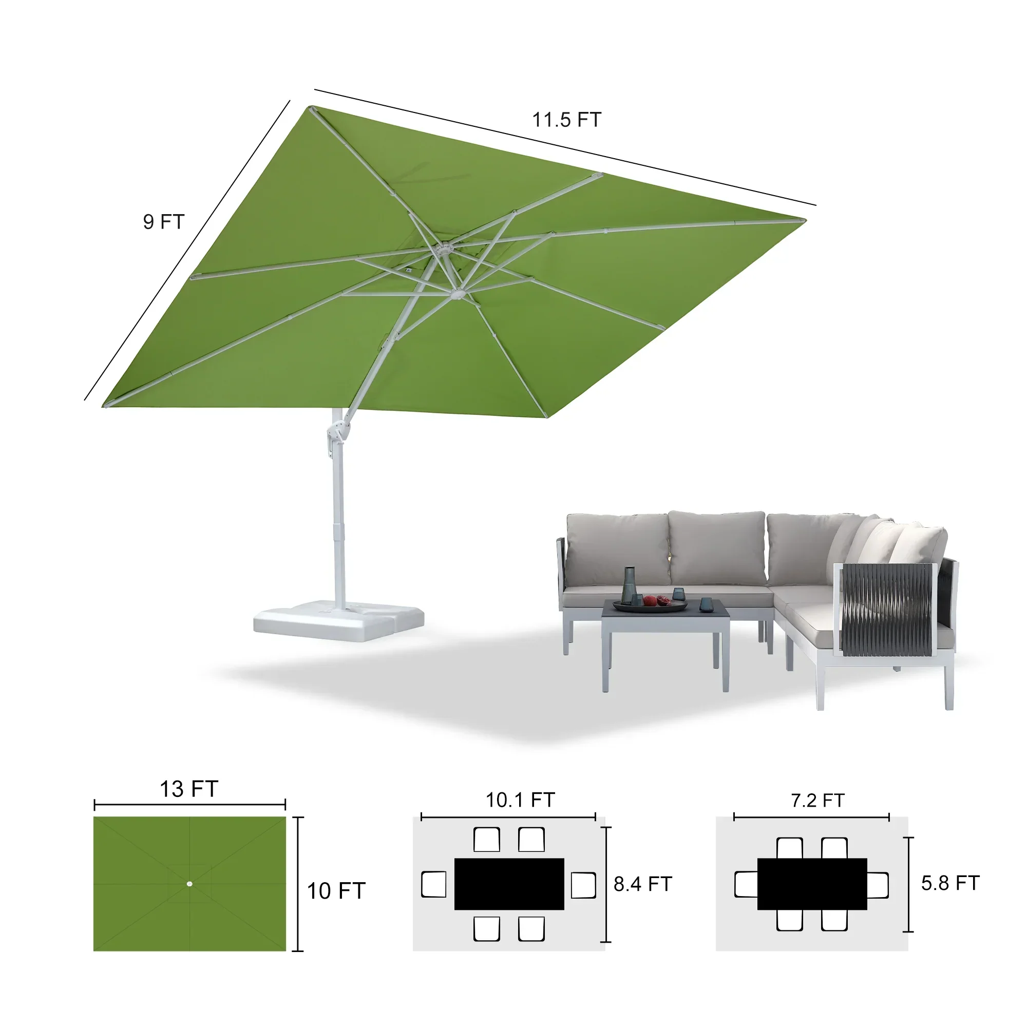 PURPLE LEAF Outdoor Patio Umbrella with Base, Best White Cantilever Umbrellas - Image 147