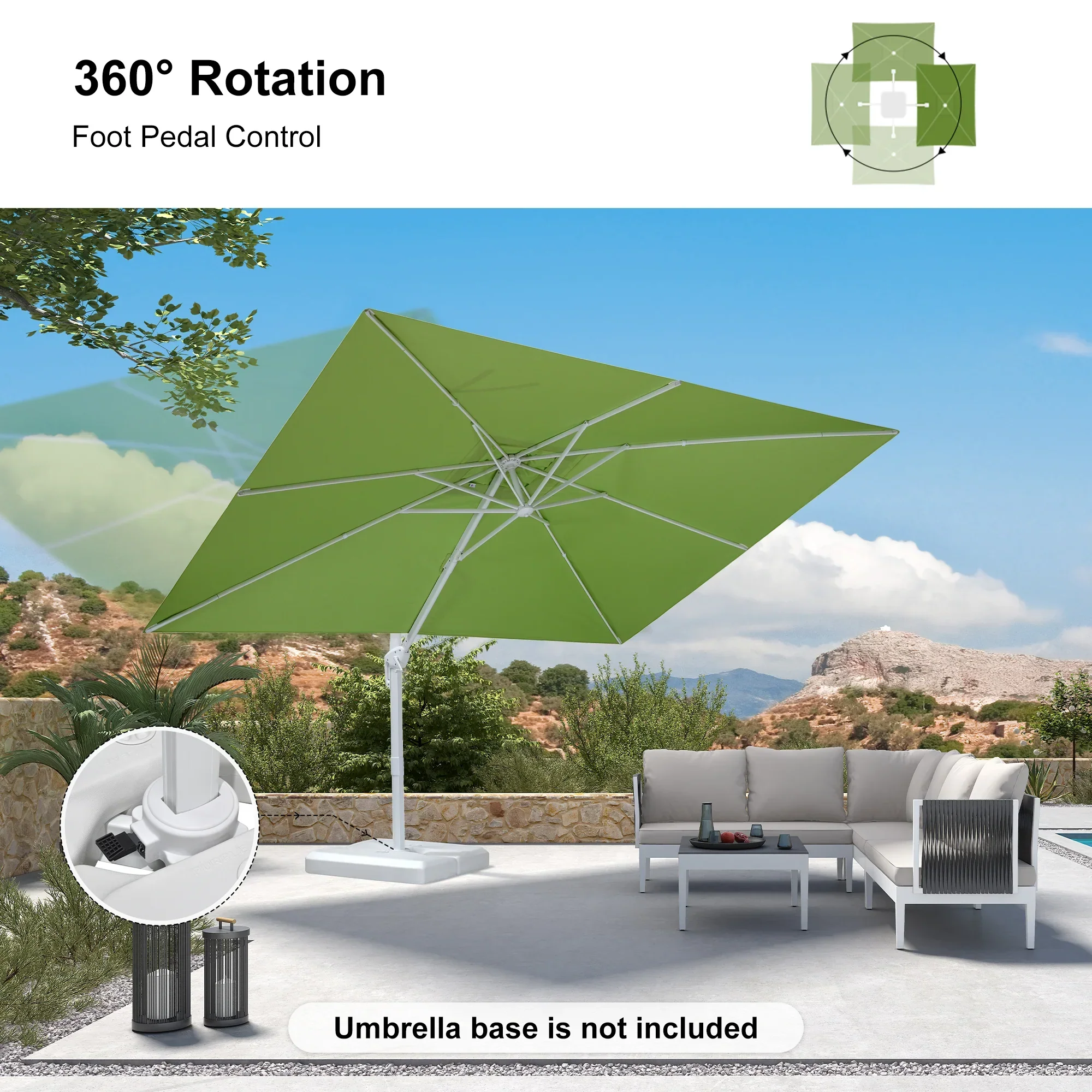 PURPLE LEAF Outdoor Patio Umbrella with Base, Best White Cantilever Umbrellas - Image 148