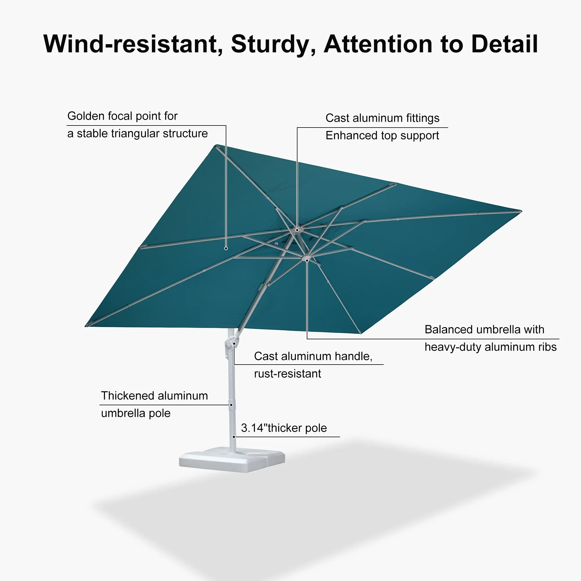 PURPLE LEAF Outdoor Patio Umbrella with Base, Best White Cantilever Umbrellas - Image 150