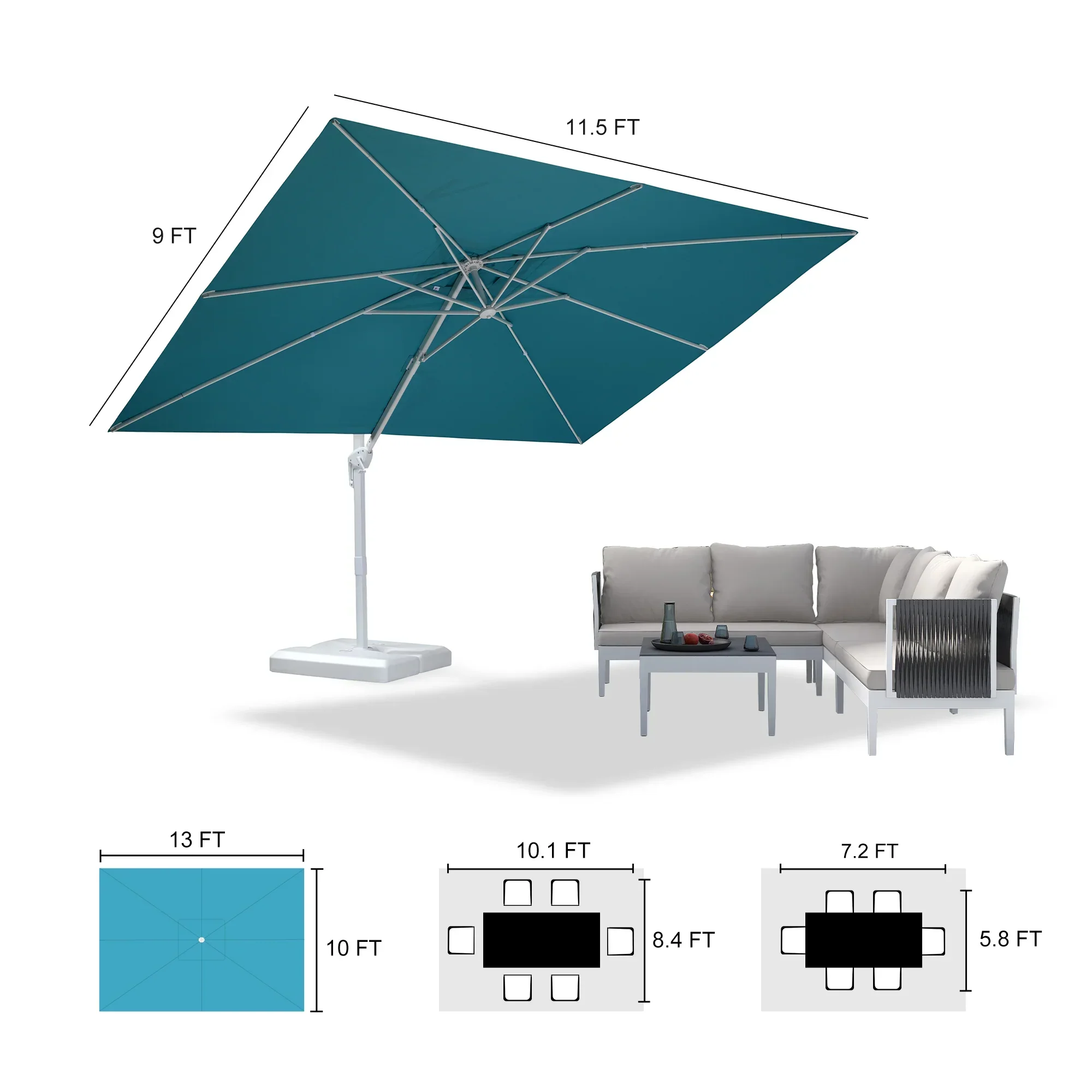 PURPLE LEAF Outdoor Patio Umbrella with Base, Best White Cantilever Umbrellas - Image 151