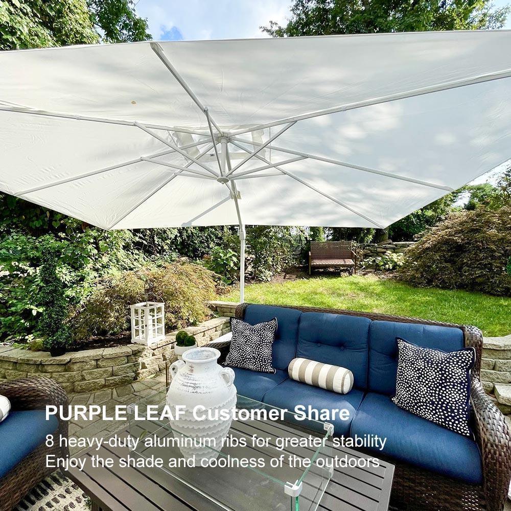 PURPLE LEAF Outdoor Patio Umbrella with Base, Best White Cantilever Umbrellas - Image 16