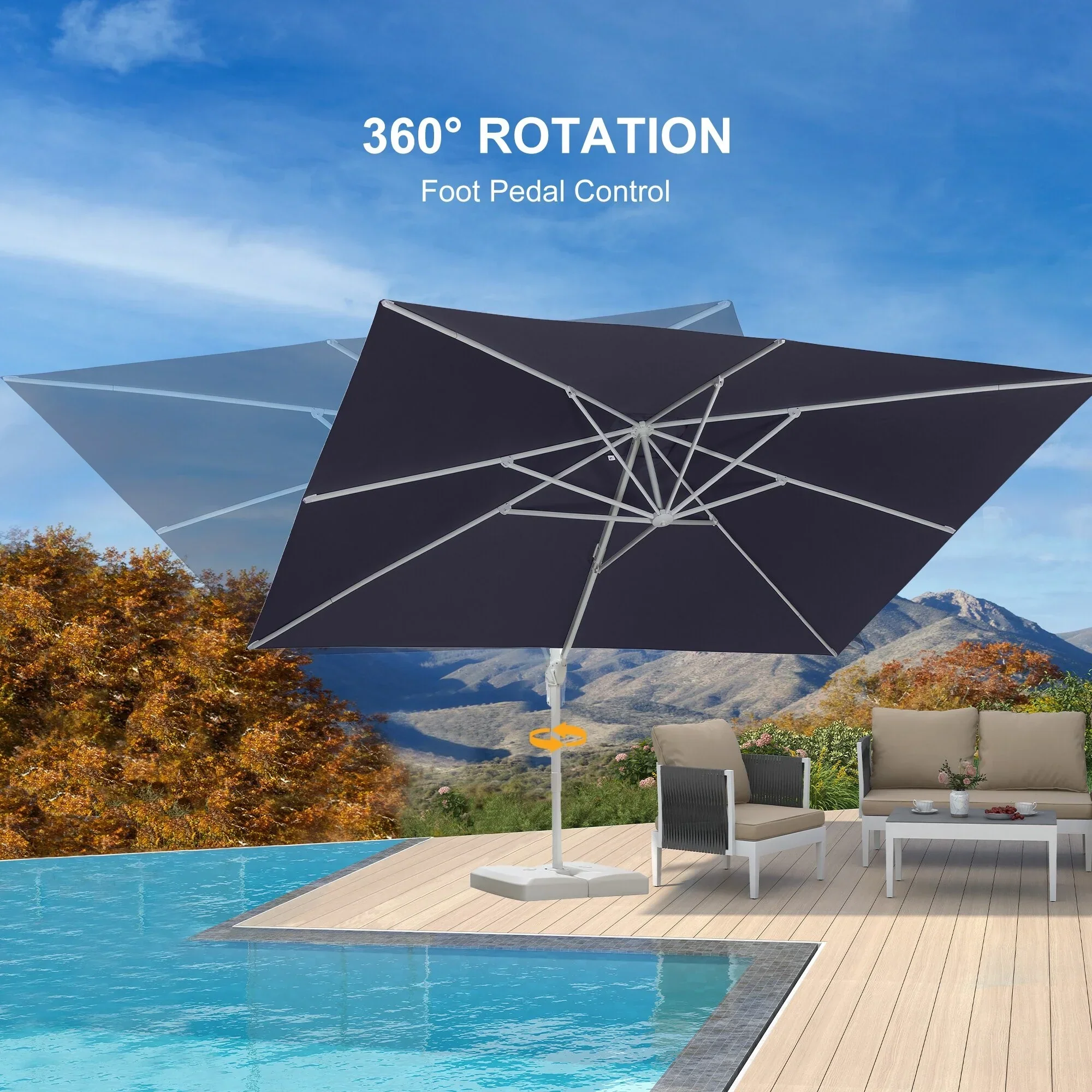 PURPLE LEAF Outdoor Patio Umbrella with Base, Best White Cantilever Umbrellas - Image 162