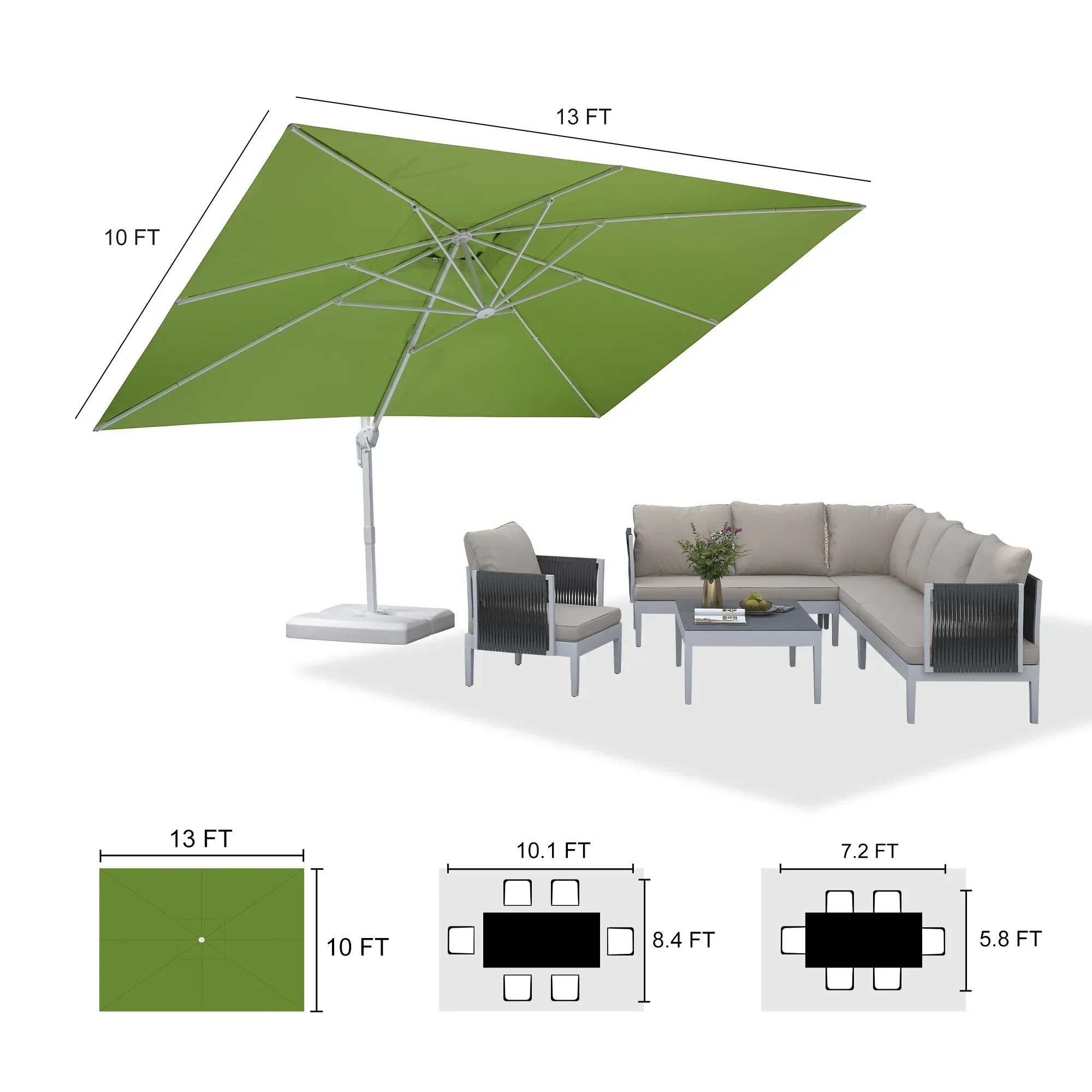 PURPLE LEAF Outdoor Patio Umbrella with Base, Best White Cantilever Umbrellas - Image 163