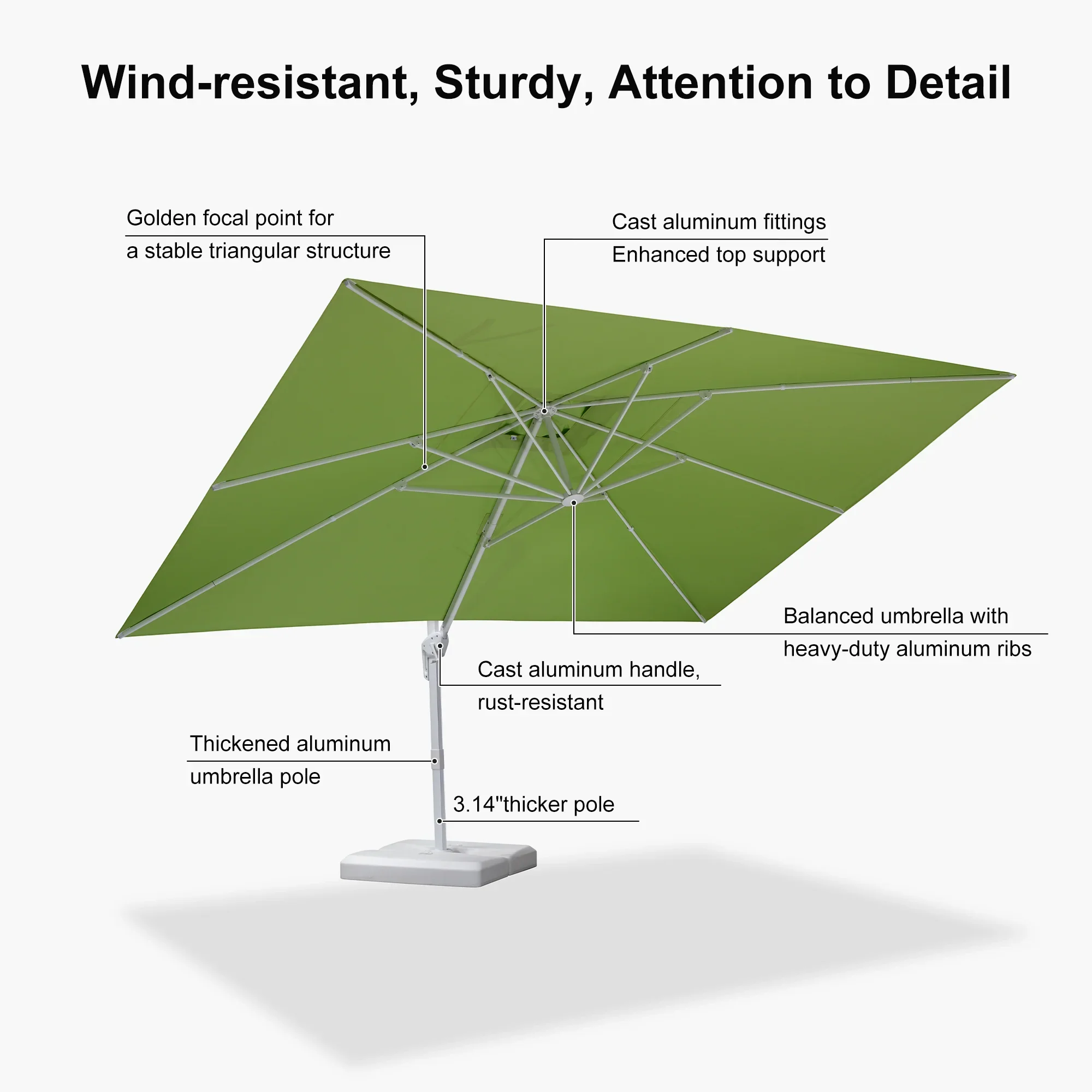 PURPLE LEAF Outdoor Patio Umbrella with Base, Best White Cantilever Umbrellas - Image 164