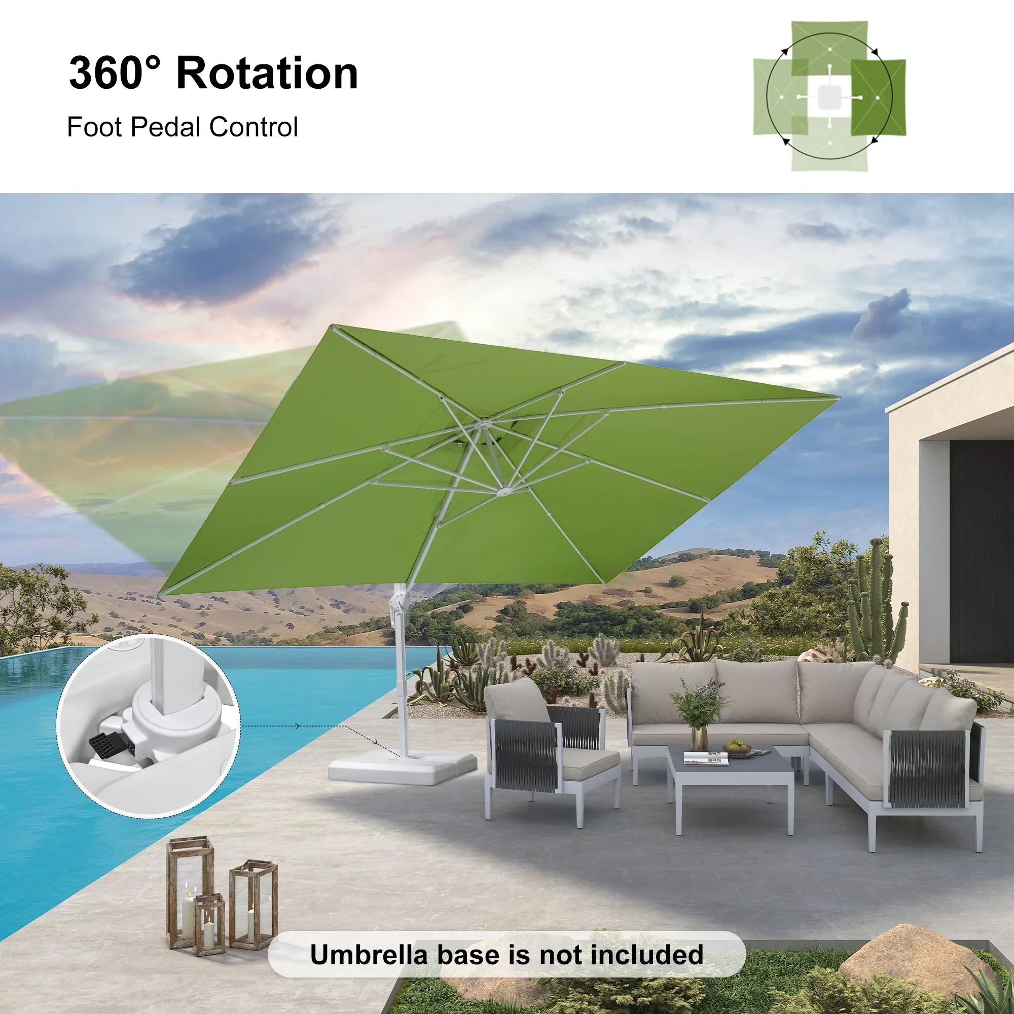 PURPLE LEAF Outdoor Patio Umbrella with Base, Best White Cantilever Umbrellas - Image 165