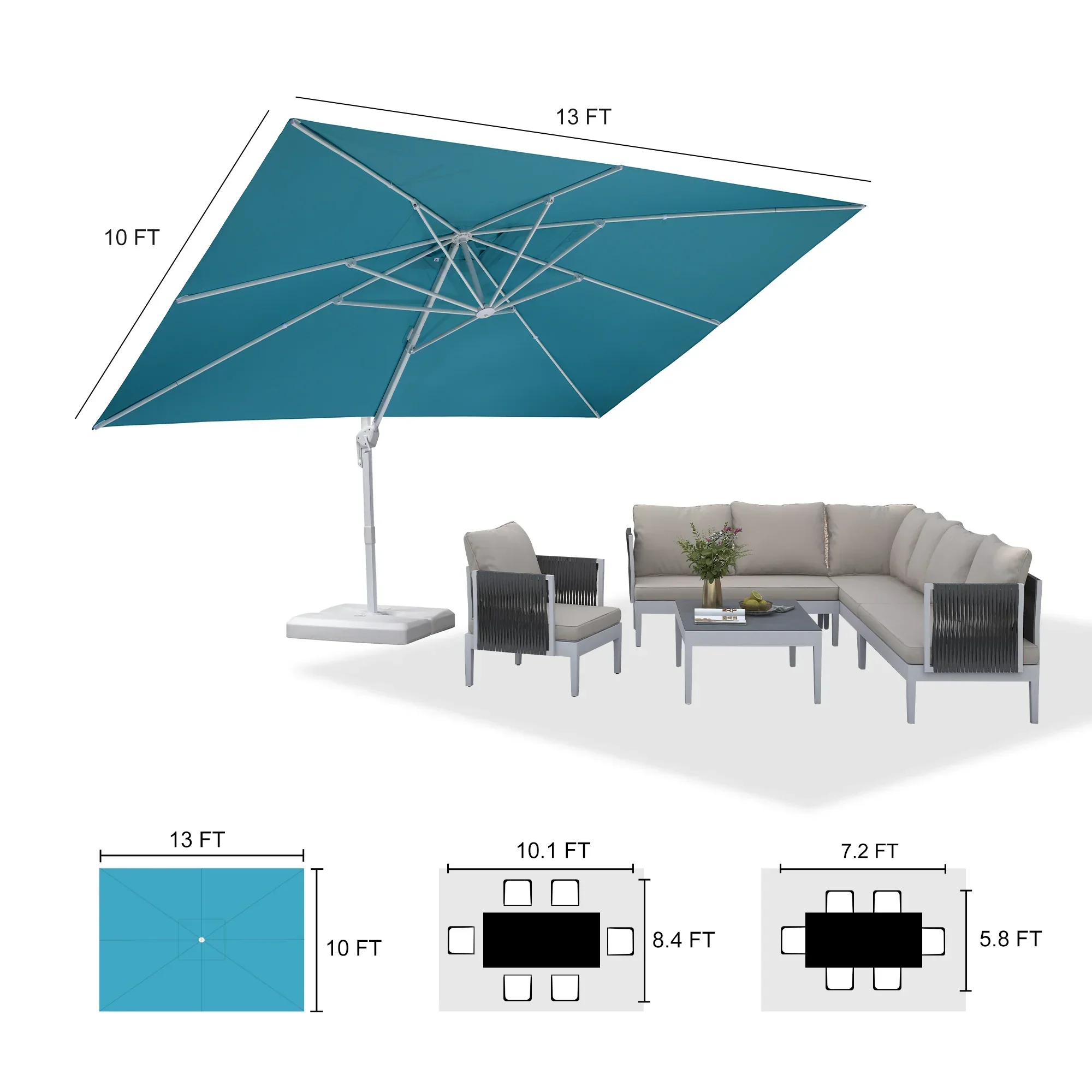 PURPLE LEAF Outdoor Patio Umbrella with Base, Best White Cantilever Umbrellas - Image 168