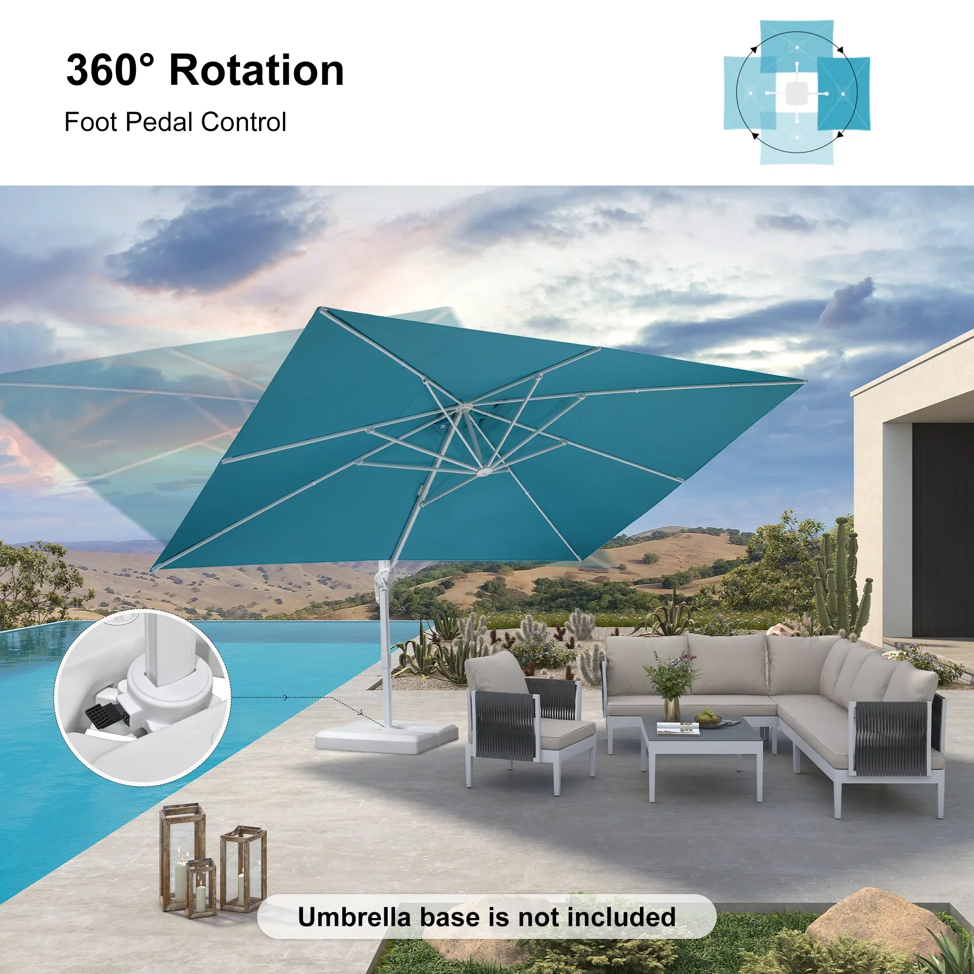 PURPLE LEAF Outdoor Patio Umbrella with Base, Best White Cantilever Umbrellas - Image 169