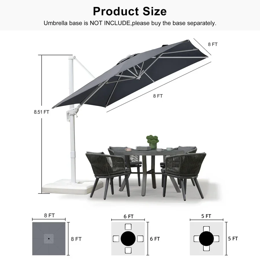 PURPLE LEAF Outdoor Patio Umbrella with Base, Best White Cantilever Umbrellas - Image 176