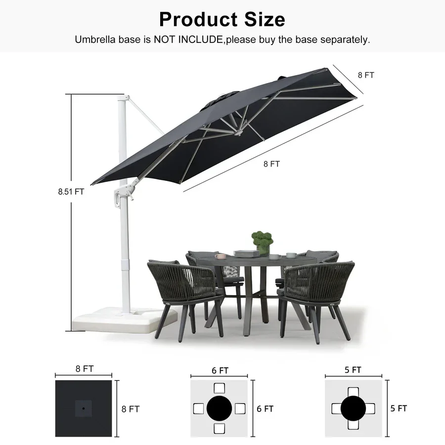 PURPLE LEAF Outdoor Patio Umbrella with Base, Best White Cantilever Umbrellas - Image 177