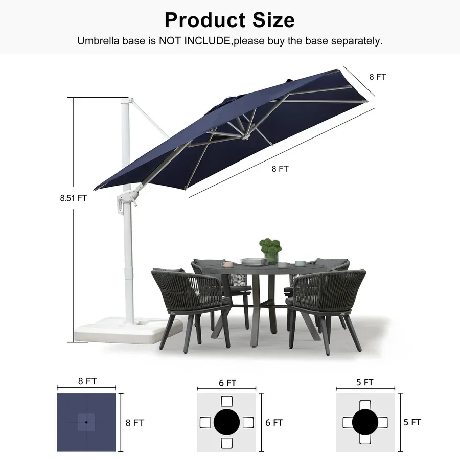 PURPLE LEAF Outdoor Patio Umbrella with Base, Best White Cantilever Umbrellas - Image 178