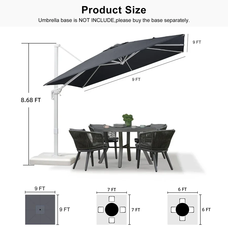 PURPLE LEAF Outdoor Patio Umbrella with Base, Best White Cantilever Umbrellas - Image 179