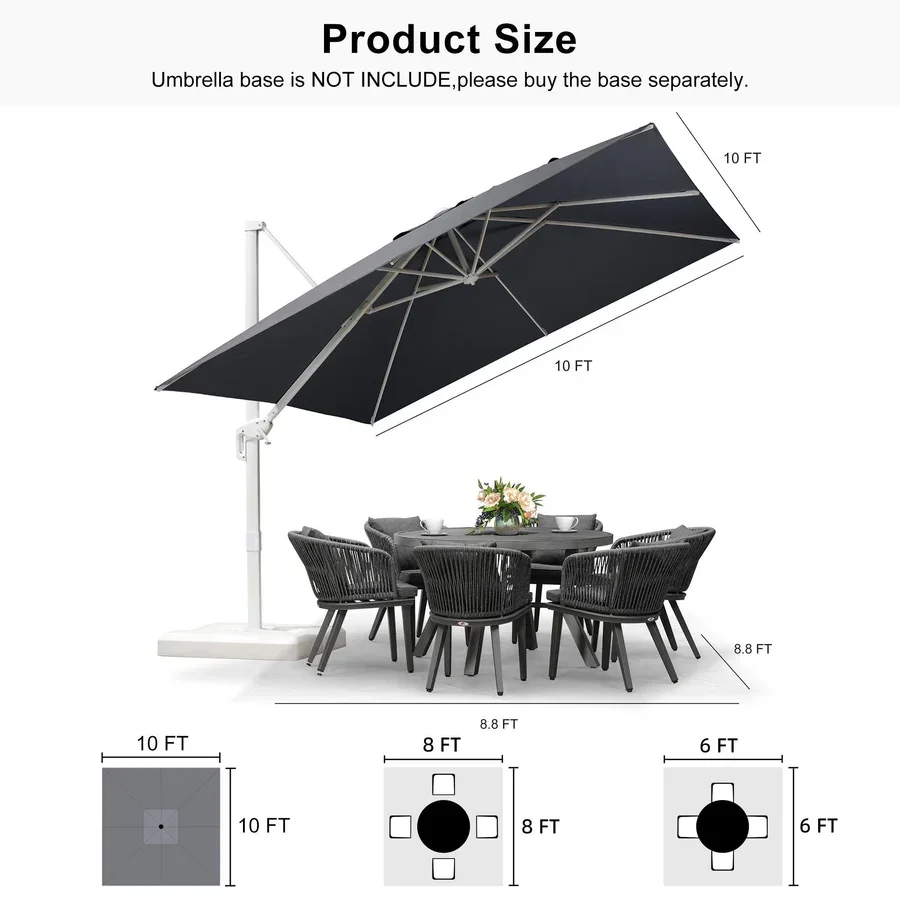 PURPLE LEAF Outdoor Patio Umbrella with Base, Best White Cantilever Umbrellas - Image 182