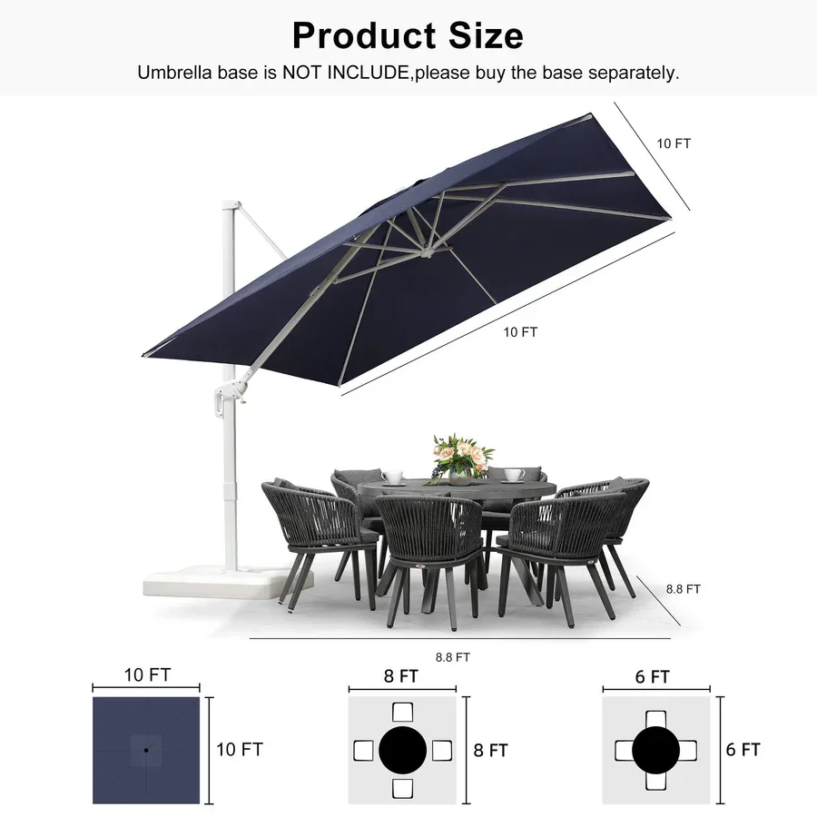 PURPLE LEAF Outdoor Patio Umbrella with Base, Best White Cantilever Umbrellas - Image 183