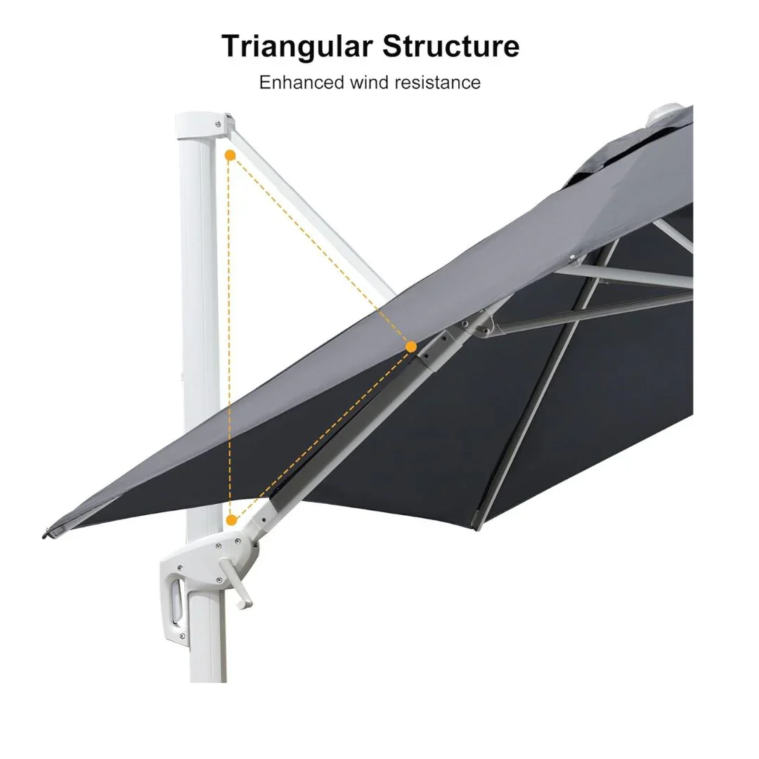 PURPLE LEAF Outdoor Patio Umbrella with Base, Best White Cantilever Umbrellas - Image 188