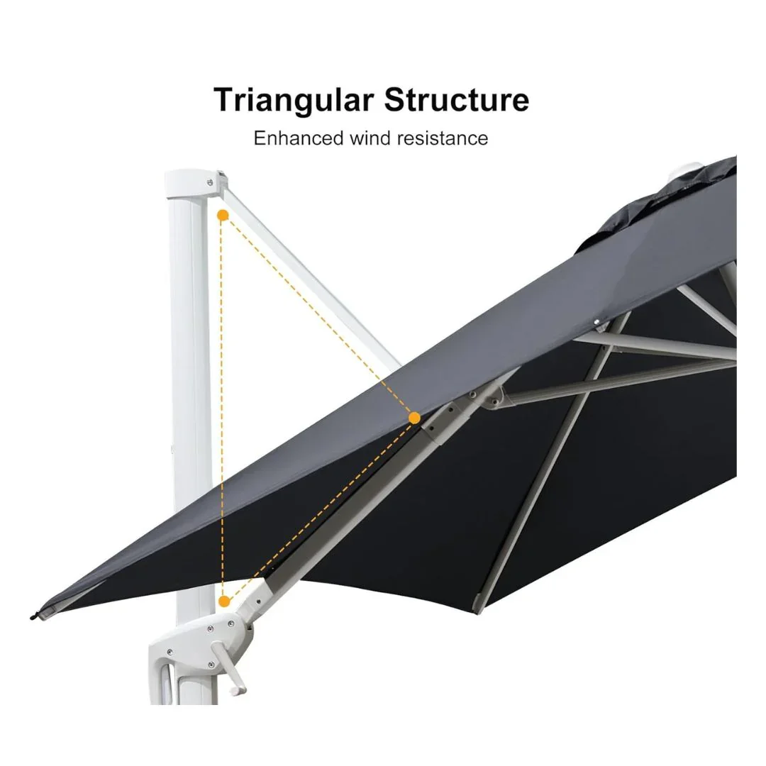 PURPLE LEAF Outdoor Patio Umbrella with Base, Best White Cantilever Umbrellas - Image 191