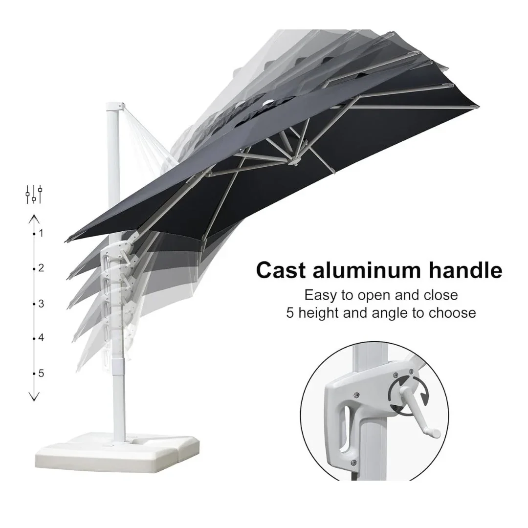 PURPLE LEAF Outdoor Patio Umbrella with Base, Best White Cantilever Umbrellas - Image 192