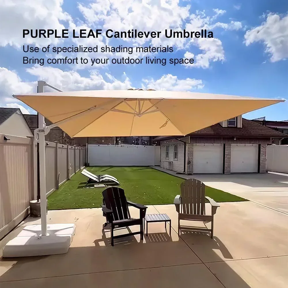 PURPLE LEAF Outdoor Patio Umbrella with Base, Best White Cantilever Umbrellas - Image 26