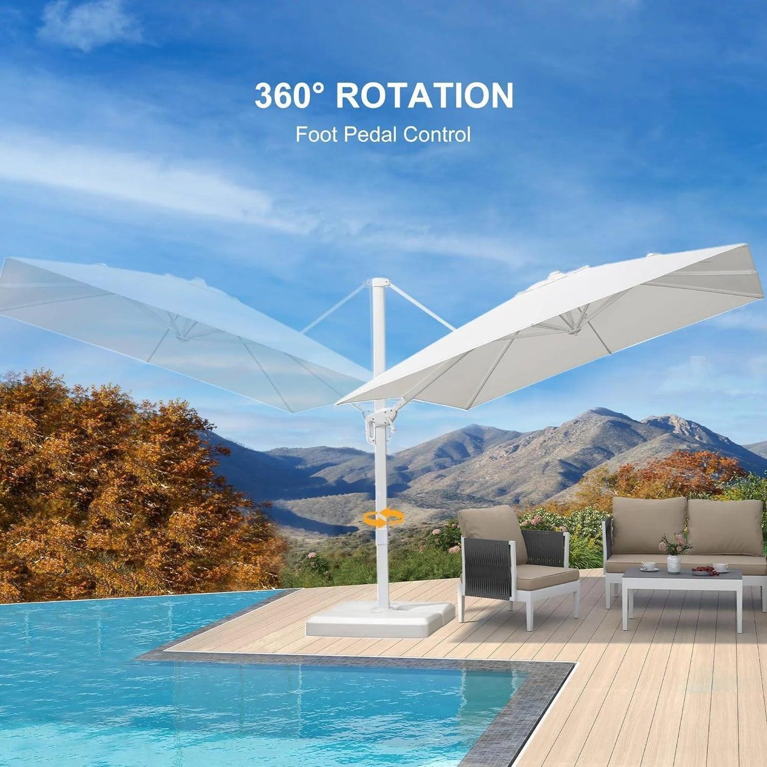 PURPLE LEAF Outdoor Patio Umbrella with Base, Best White Cantilever Umbrellas - Image 27