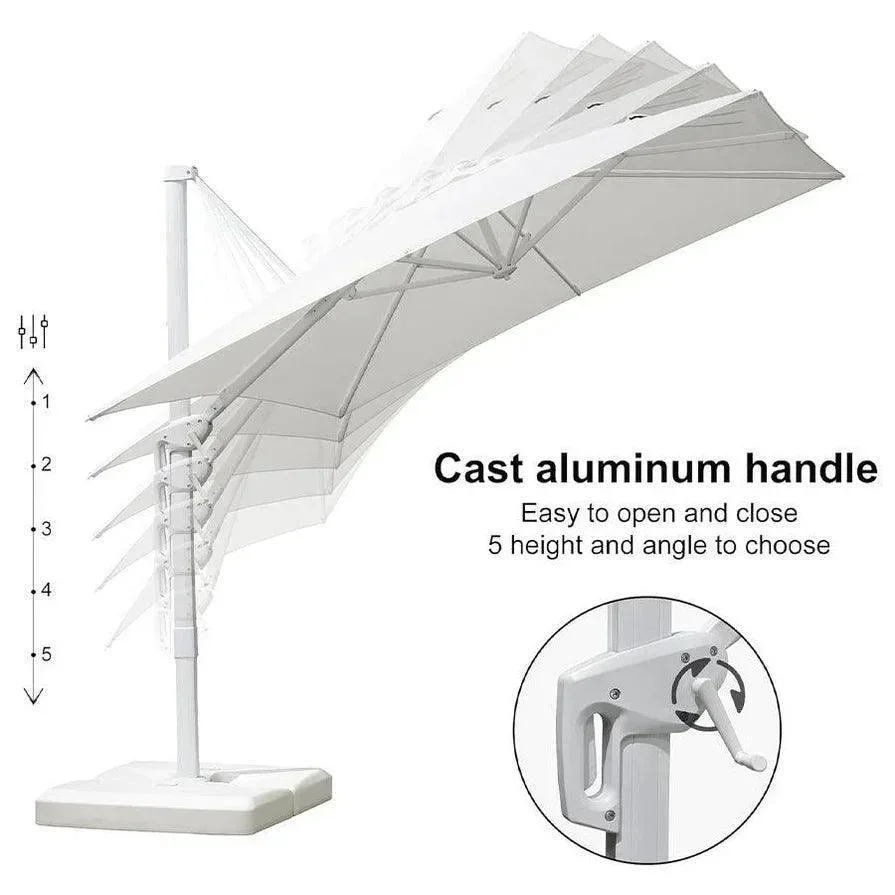 PURPLE LEAF Outdoor Patio Umbrella with Base, Best White Cantilever Umbrellas - Image 29