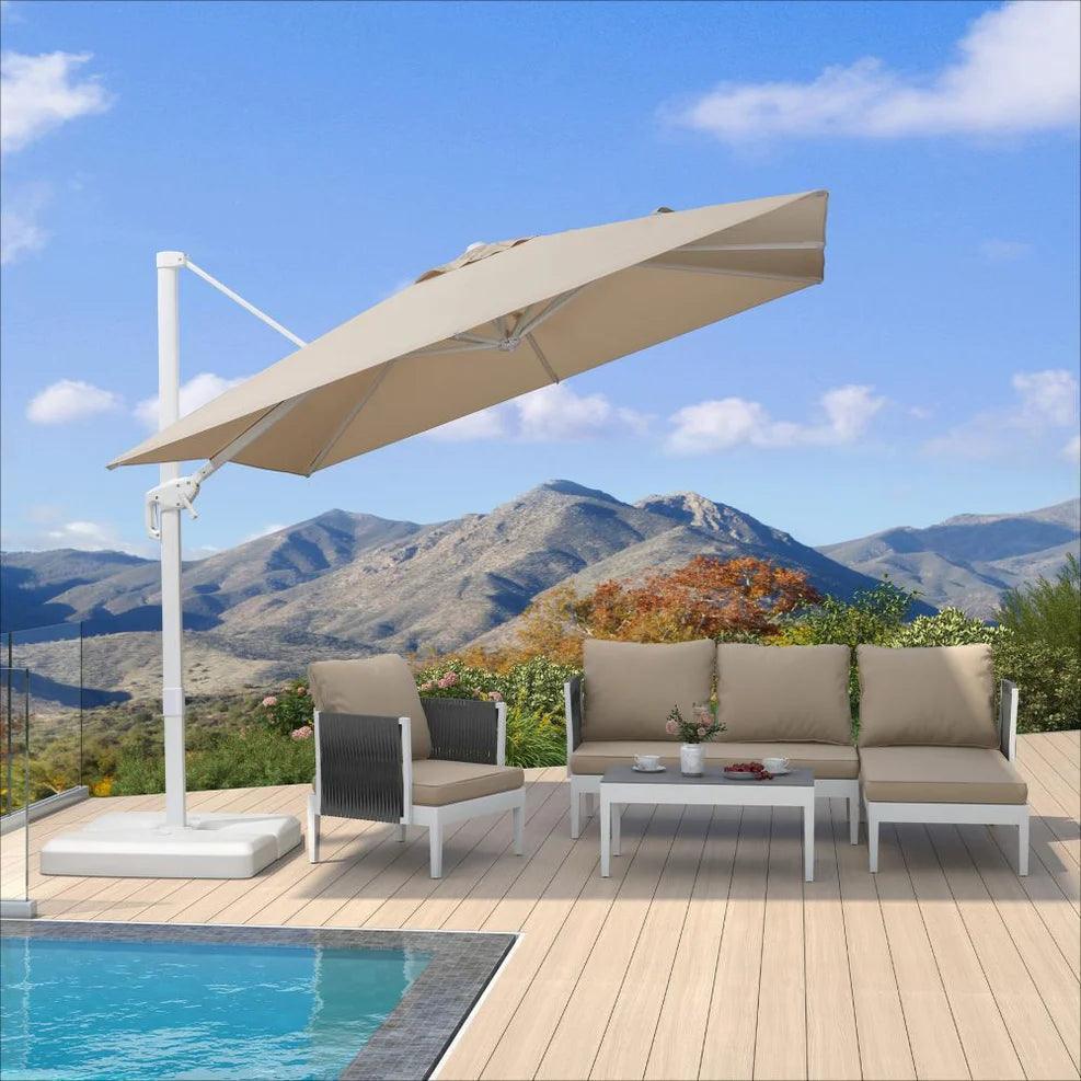 PURPLE LEAF Outdoor Patio Umbrella with Base, Best White Cantilever Umbrellas - Image 36