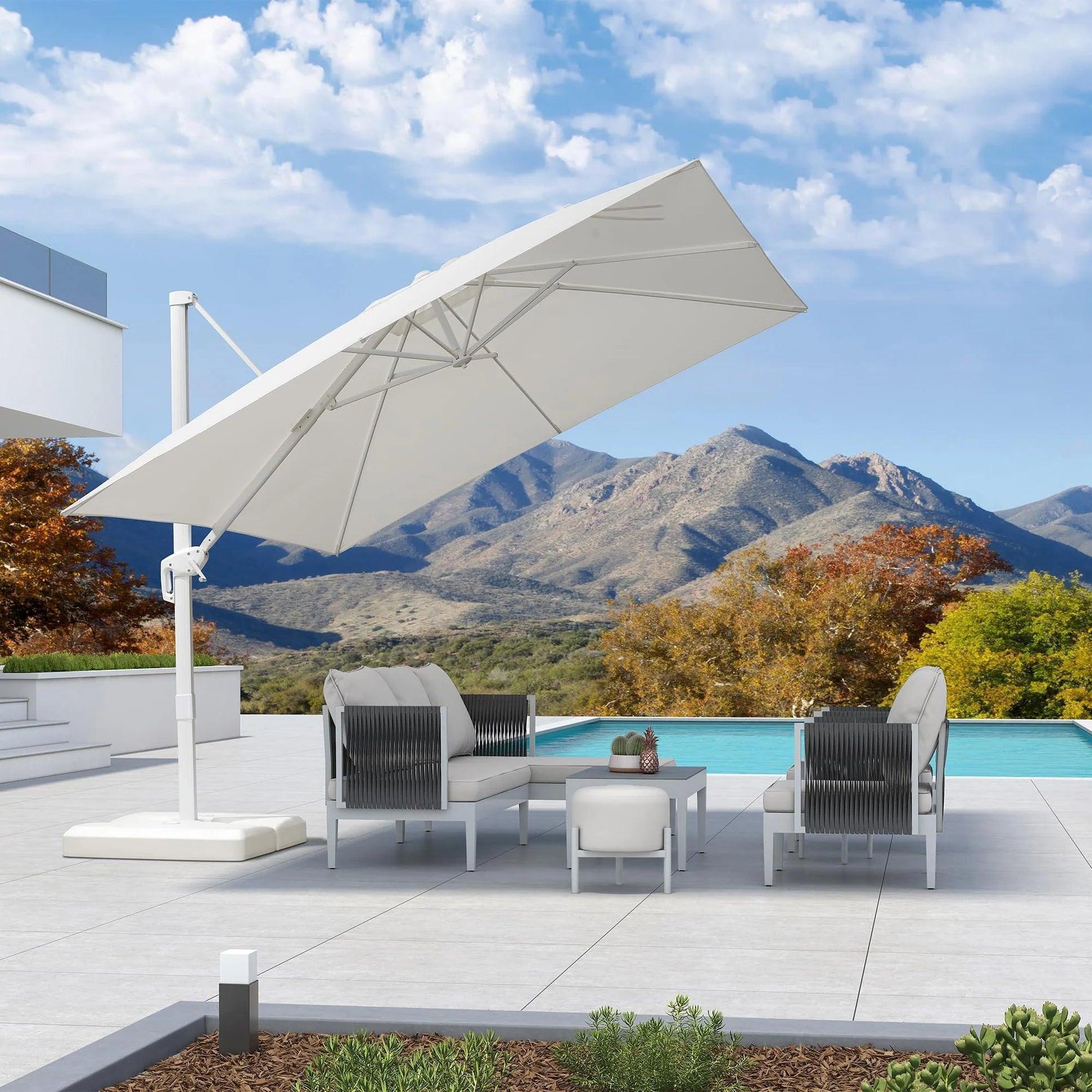PURPLE LEAF Outdoor Patio Umbrella with Base, Best White Cantilever Umbrellas - Image 38