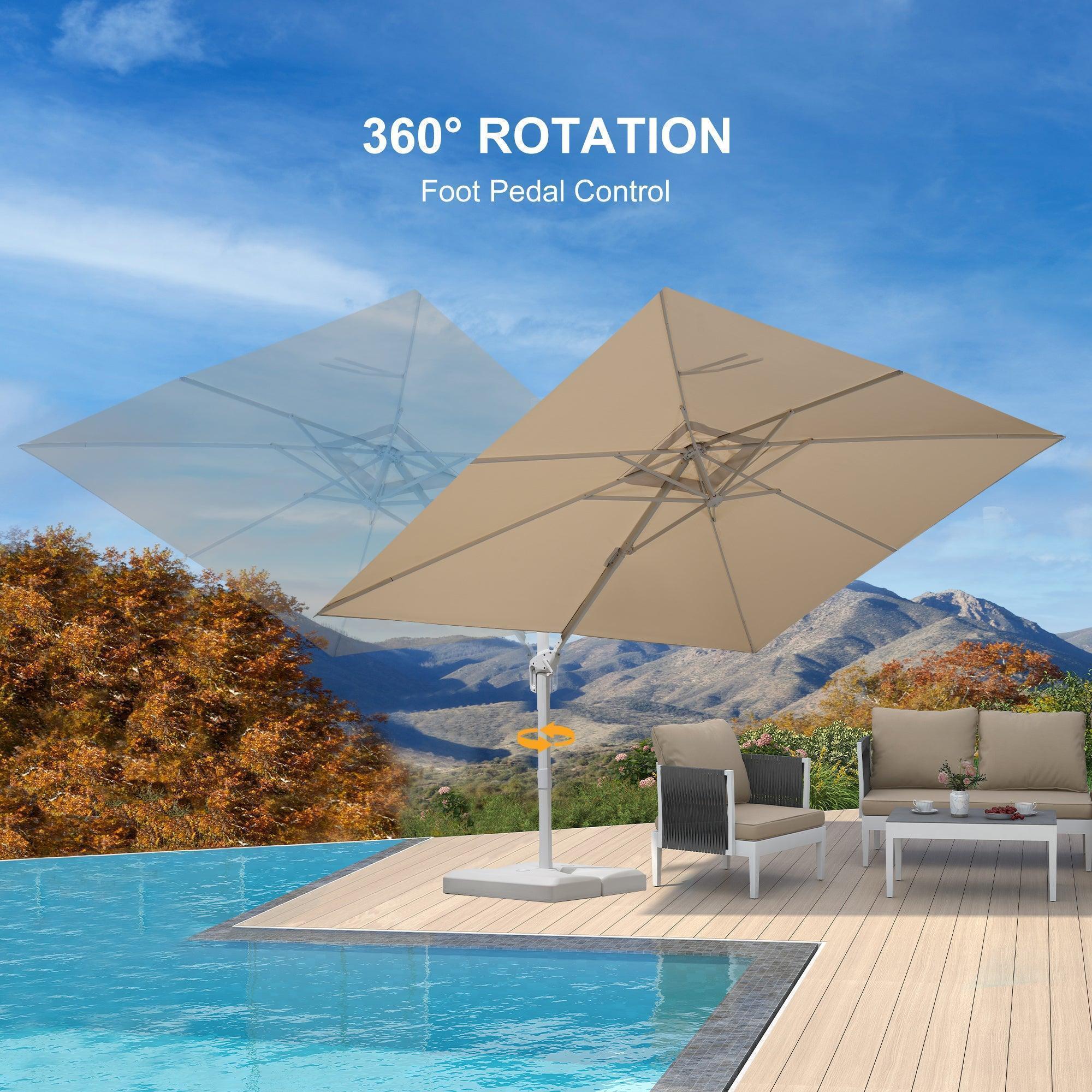 PURPLE LEAF Outdoor Patio Umbrella with Base, Best White Cantilever Umbrellas - Image 43