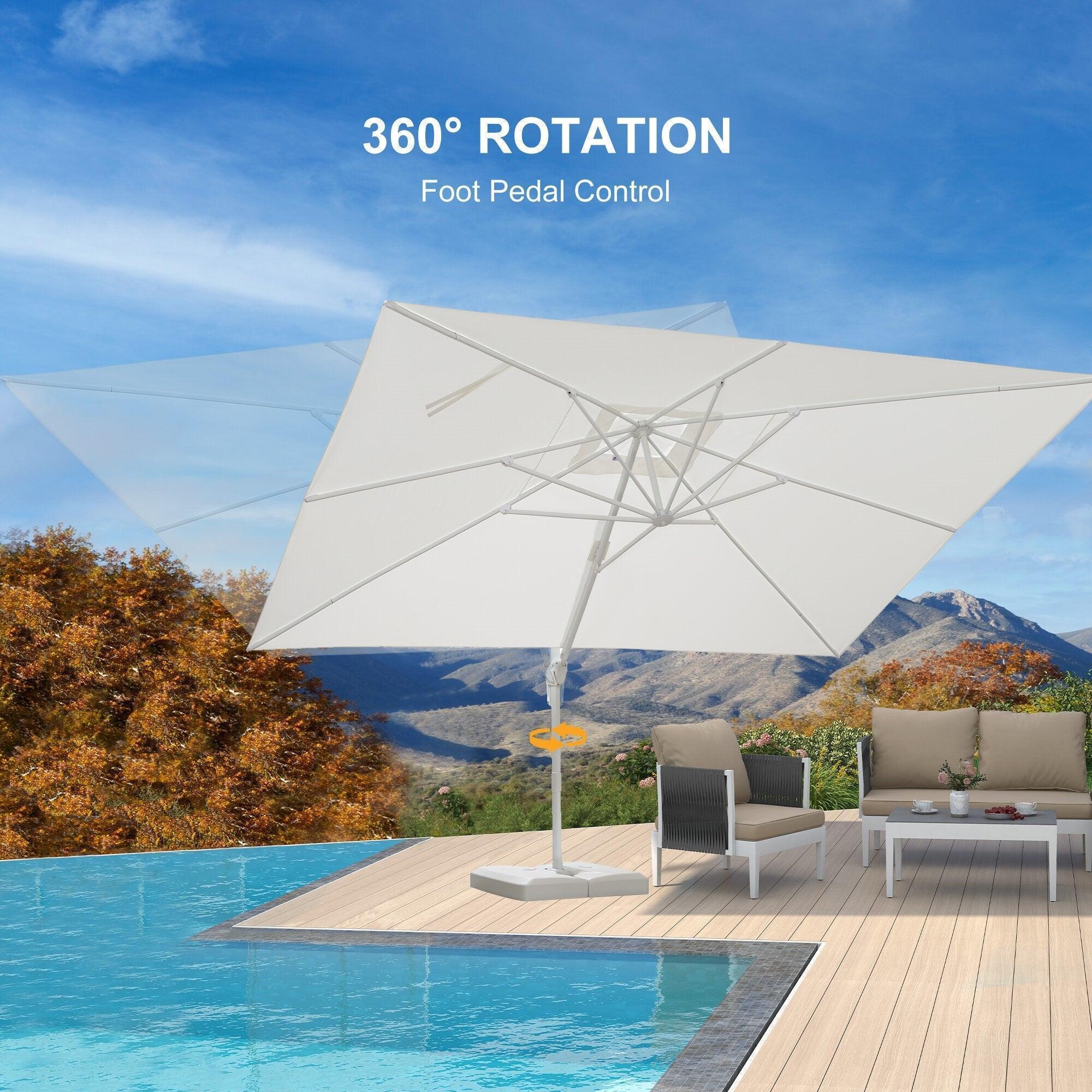 PURPLE LEAF Outdoor Patio Umbrella with Base, Best White Cantilever Umbrellas - Image 45