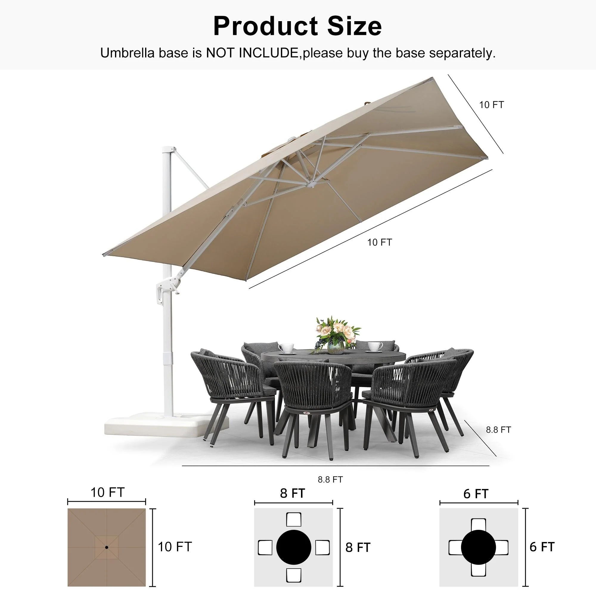 PURPLE LEAF Outdoor Patio Umbrella with Base, Best White Cantilever Umbrellas - Image 54