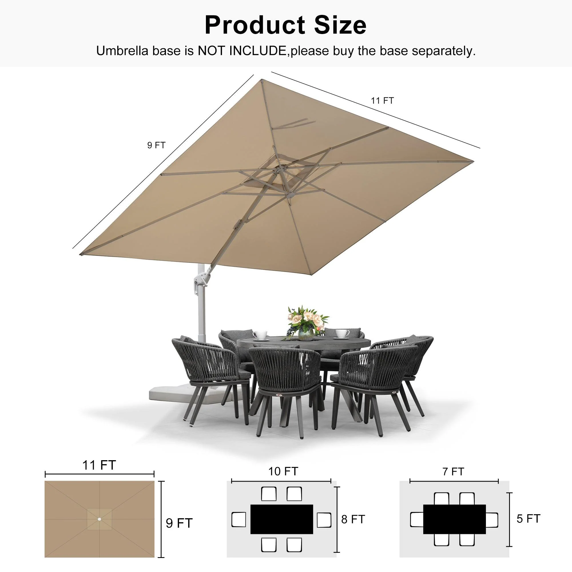 PURPLE LEAF Outdoor Patio Umbrella with Base, Best White Cantilever Umbrellas - Image 56