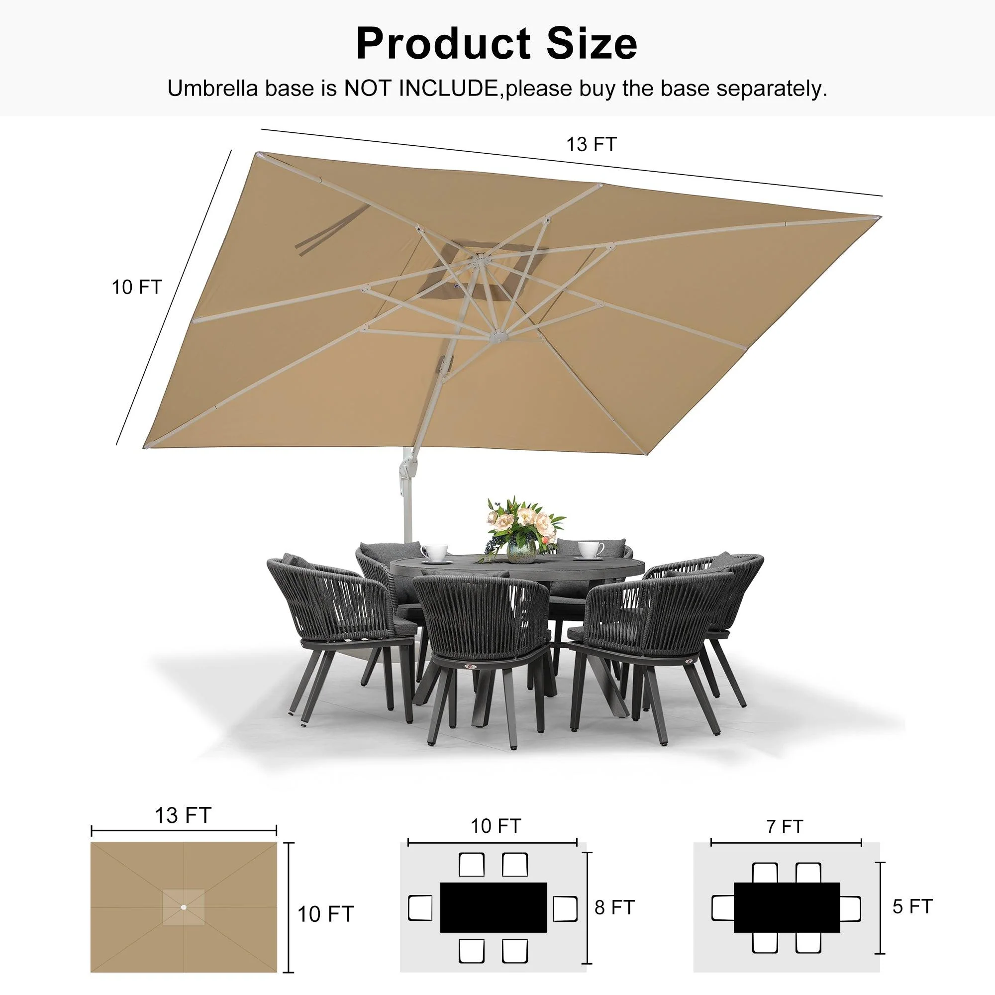 PURPLE LEAF Outdoor Patio Umbrella with Base, Best White Cantilever Umbrellas - Image 58