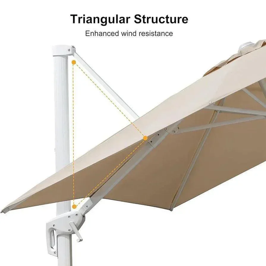 PURPLE LEAF Outdoor Patio Umbrella with Base, Best White Cantilever Umbrellas - Image 8