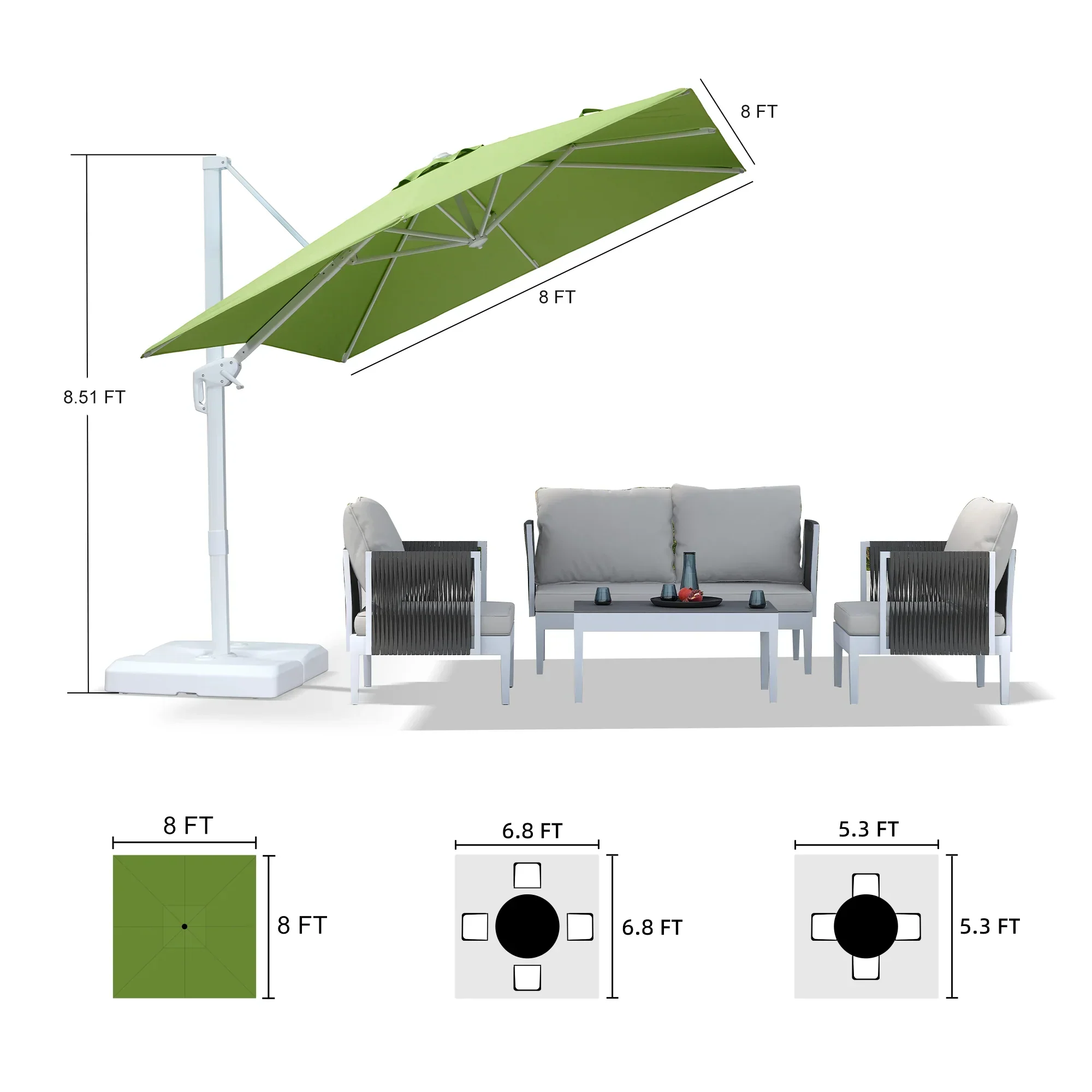 PURPLE LEAF Outdoor Patio Umbrella with Base, Best White Cantilever Umbrellas - Image 93