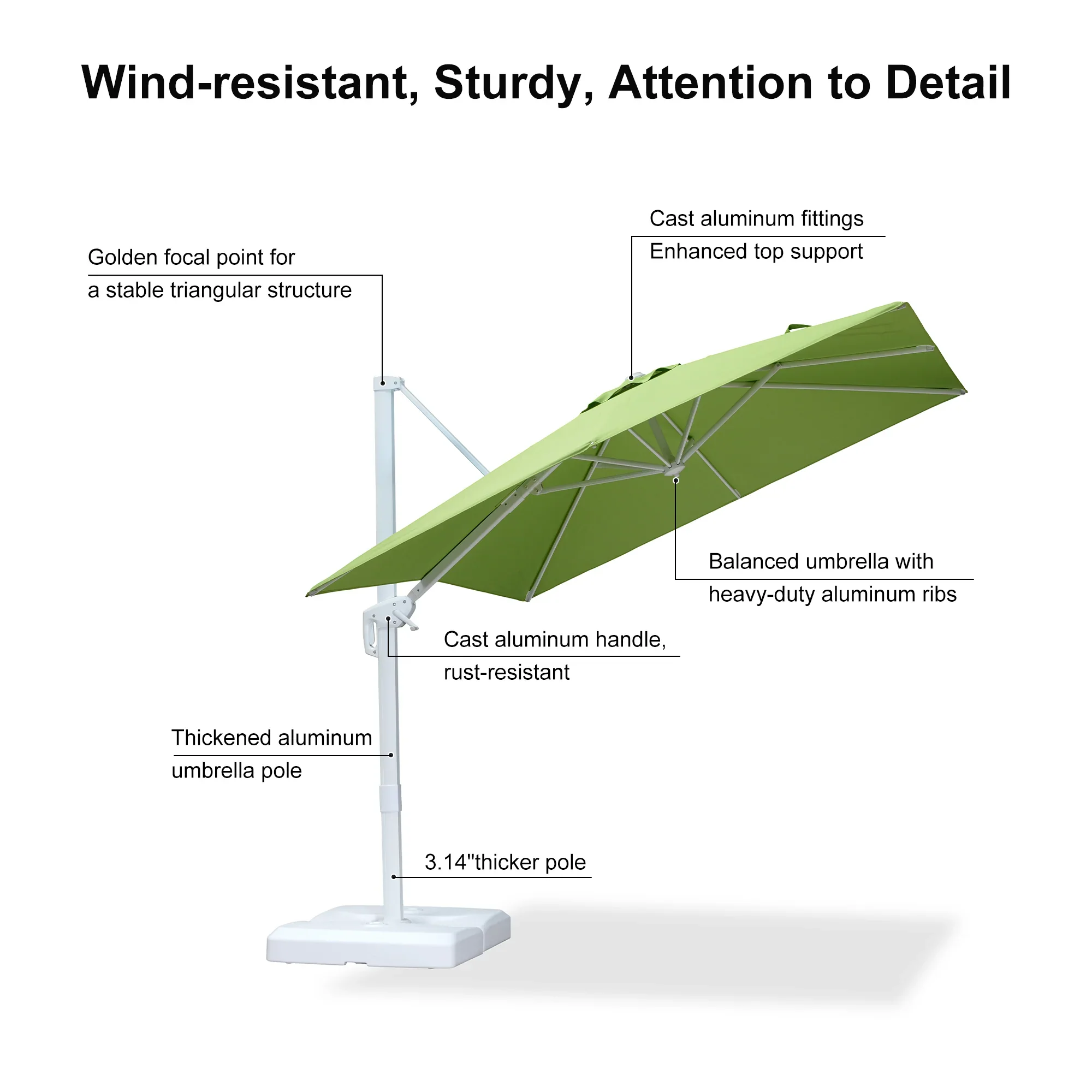 PURPLE LEAF Outdoor Patio Umbrella with Base, Best White Cantilever Umbrellas - Image 94