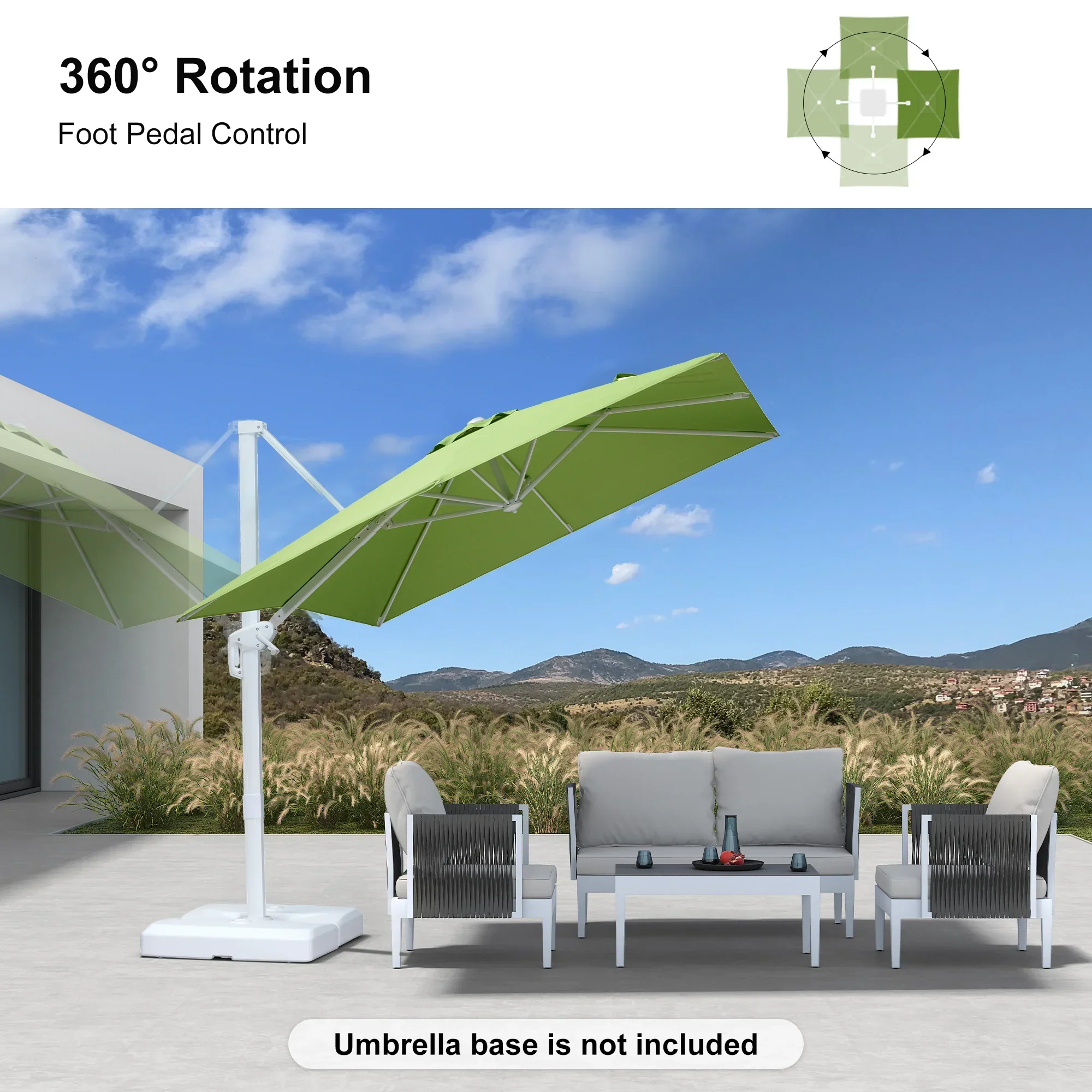 PURPLE LEAF Outdoor Patio Umbrella with Base, Best White Cantilever Umbrellas - Image 97