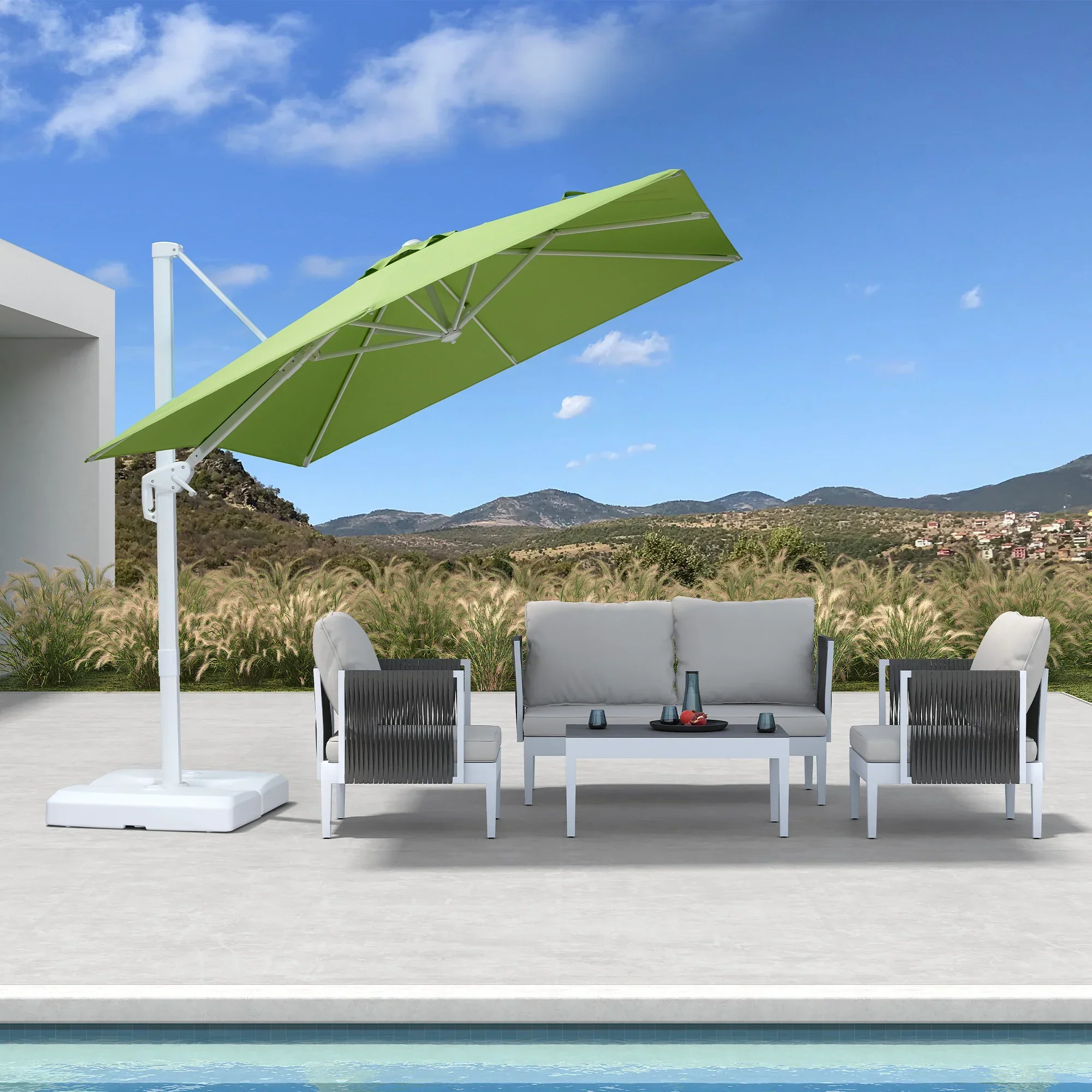 PURPLE LEAF Outdoor Patio Umbrella with Base, Best White Cantilever Umbrellas - Image 98