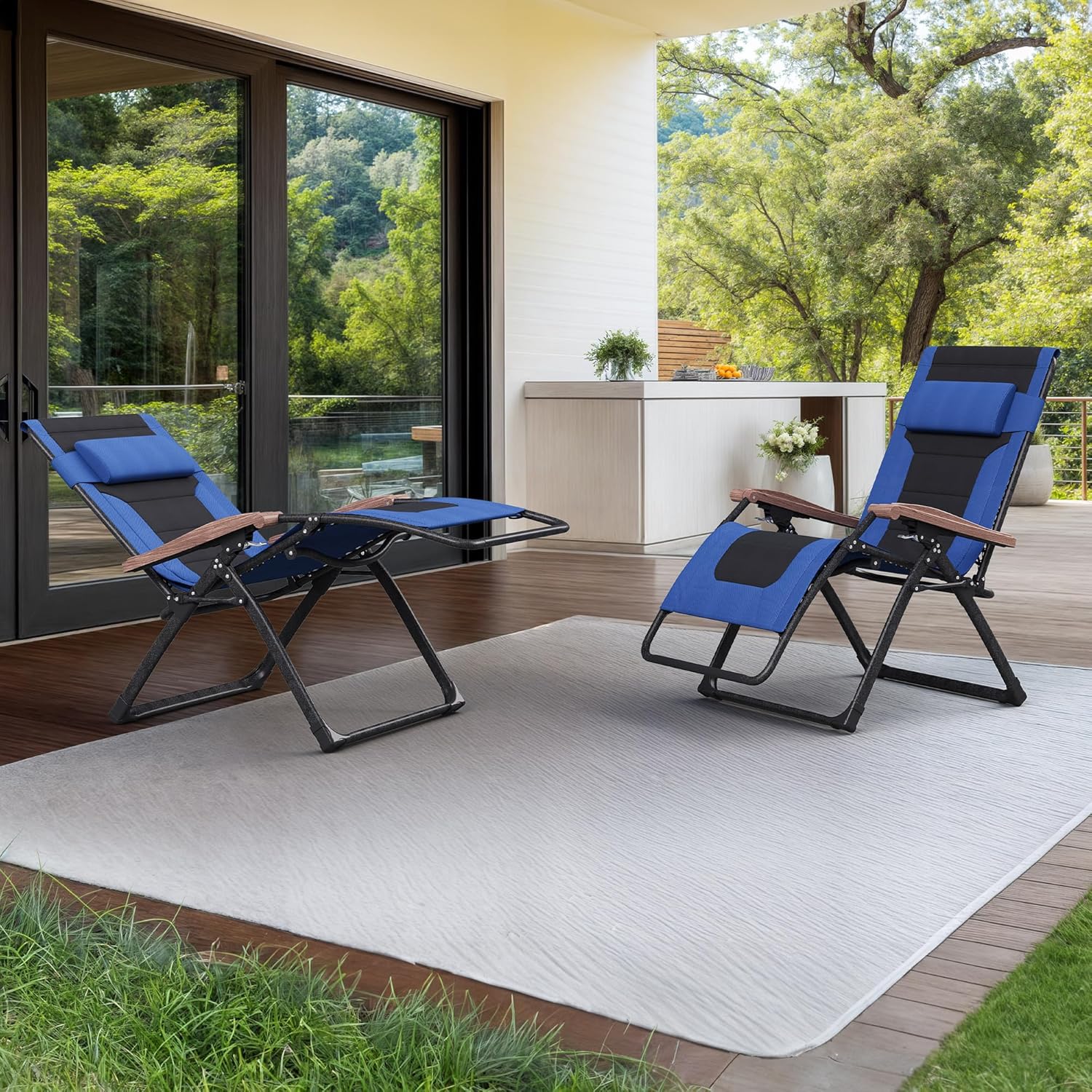 PURPLE LEAF Outdoor Reclining Chair Patio Zero Gravity Chaise Lounge Folding Chair with Quilted Cushion Adjustable Headrest for Lawn Camping Beach Pool - Image 18