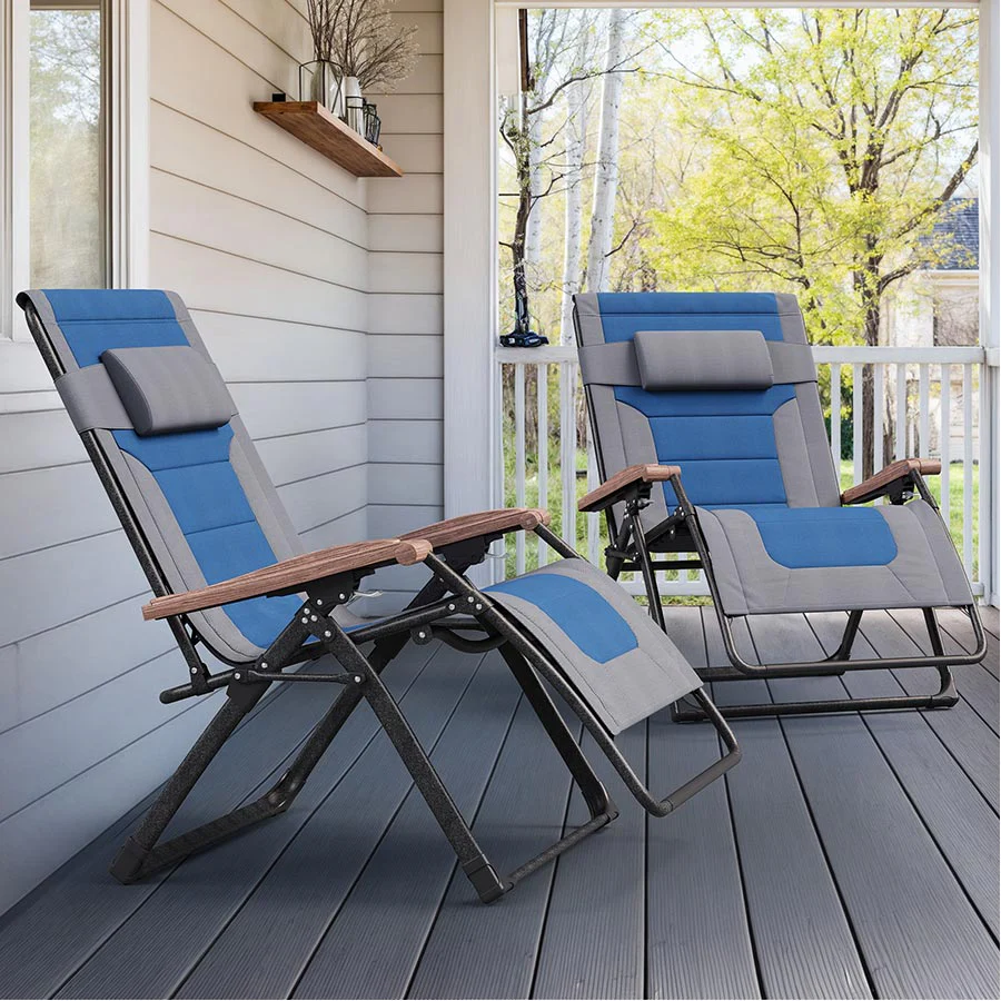 PURPLE LEAF Outdoor Reclining Chair Patio Zero Gravity Chaise Lounge Folding Chair with Quilted Cushion Adjustable Headrest for Lawn Camping Beach Pool - Image 6