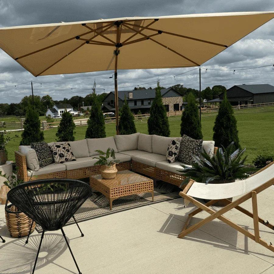 PURPLE LEAF Wood Grain Cantilever Patio Umbrella Aluminum Outdoor Umbrellas - Image 210