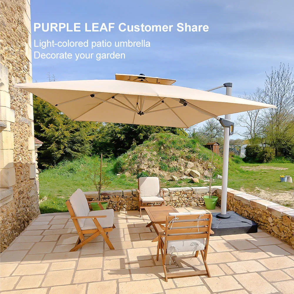 PURPLE LEAF Large Rectangular Porch Umbrella Outside Cantilever Patio Yard Umbrella - Image 159
