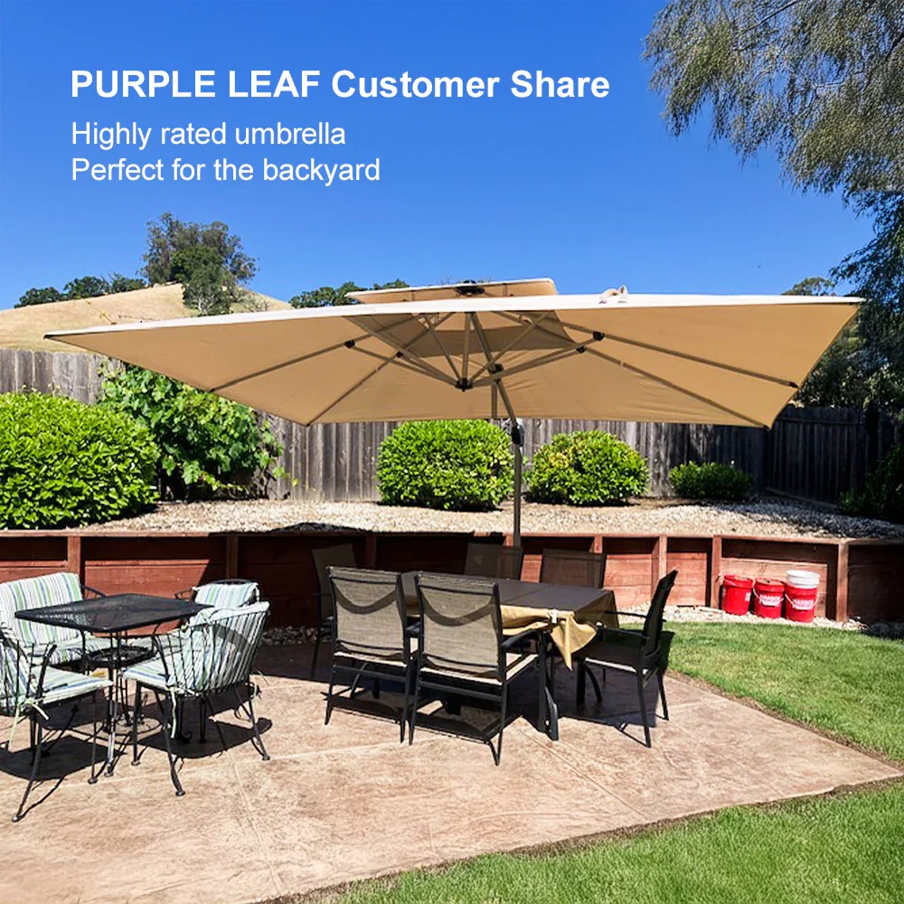 PURPLE LEAF Large Rectangular Porch Umbrella Outside Cantilever Patio Yard Umbrella - Image 160