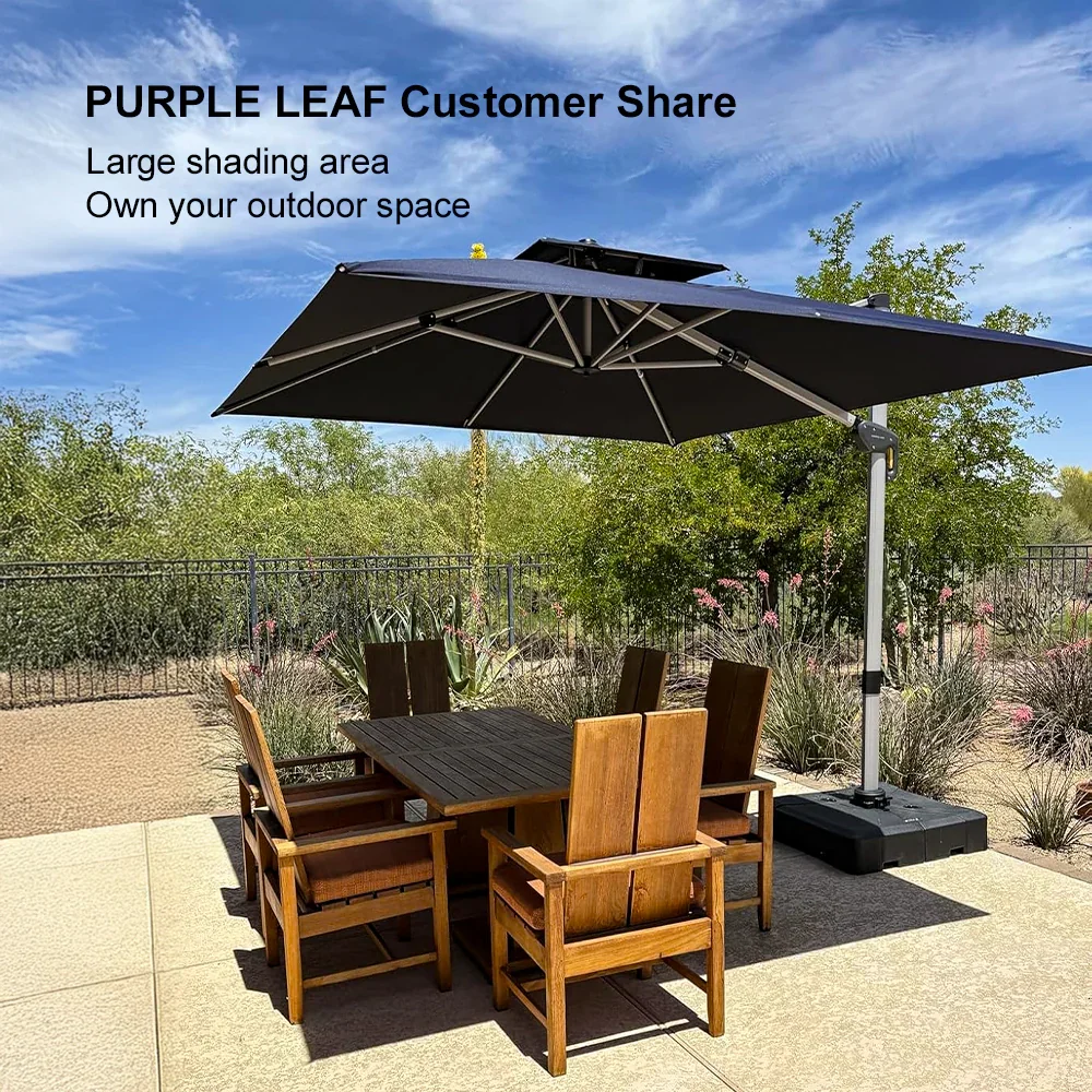 PURPLE LEAF Large Rectangular Porch Umbrella Outside Cantilever Patio Yard Umbrella - Image 161