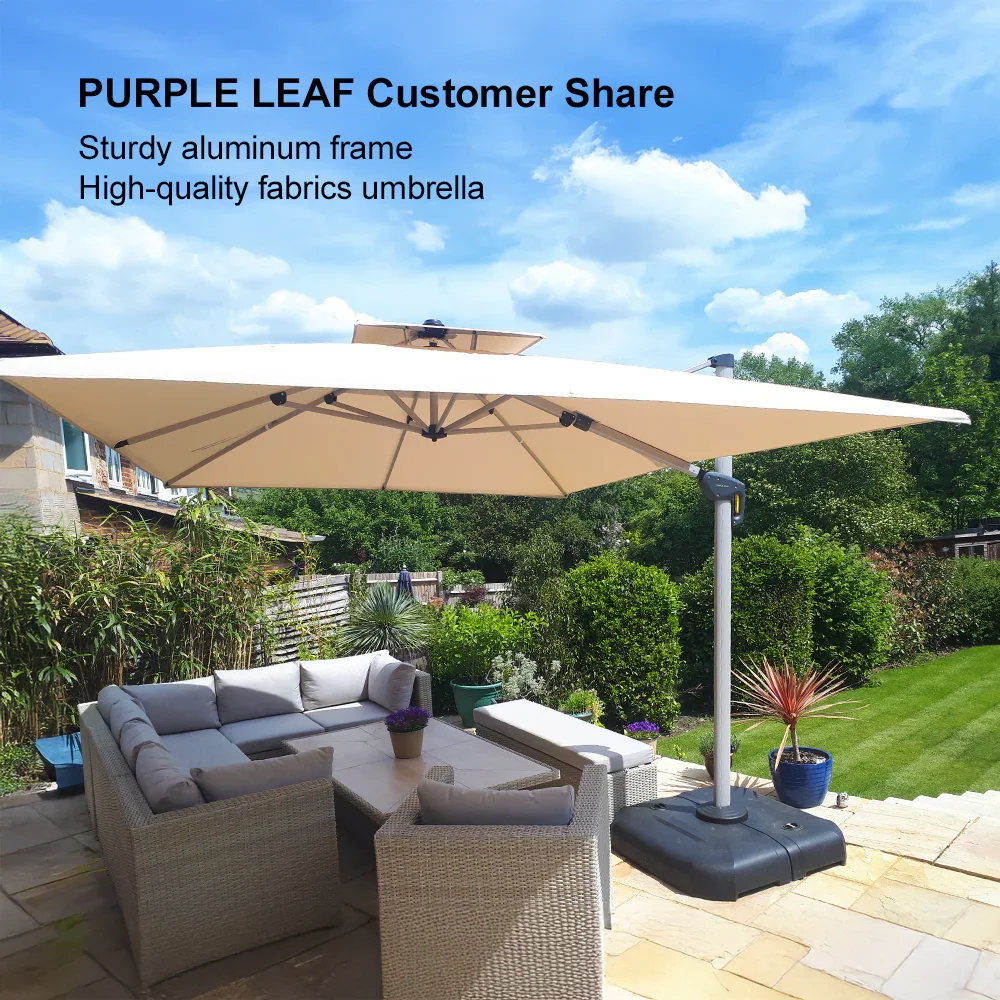 PURPLE LEAF Large Rectangular Porch Umbrella Outside Cantilever Patio Yard Umbrella - Image 162